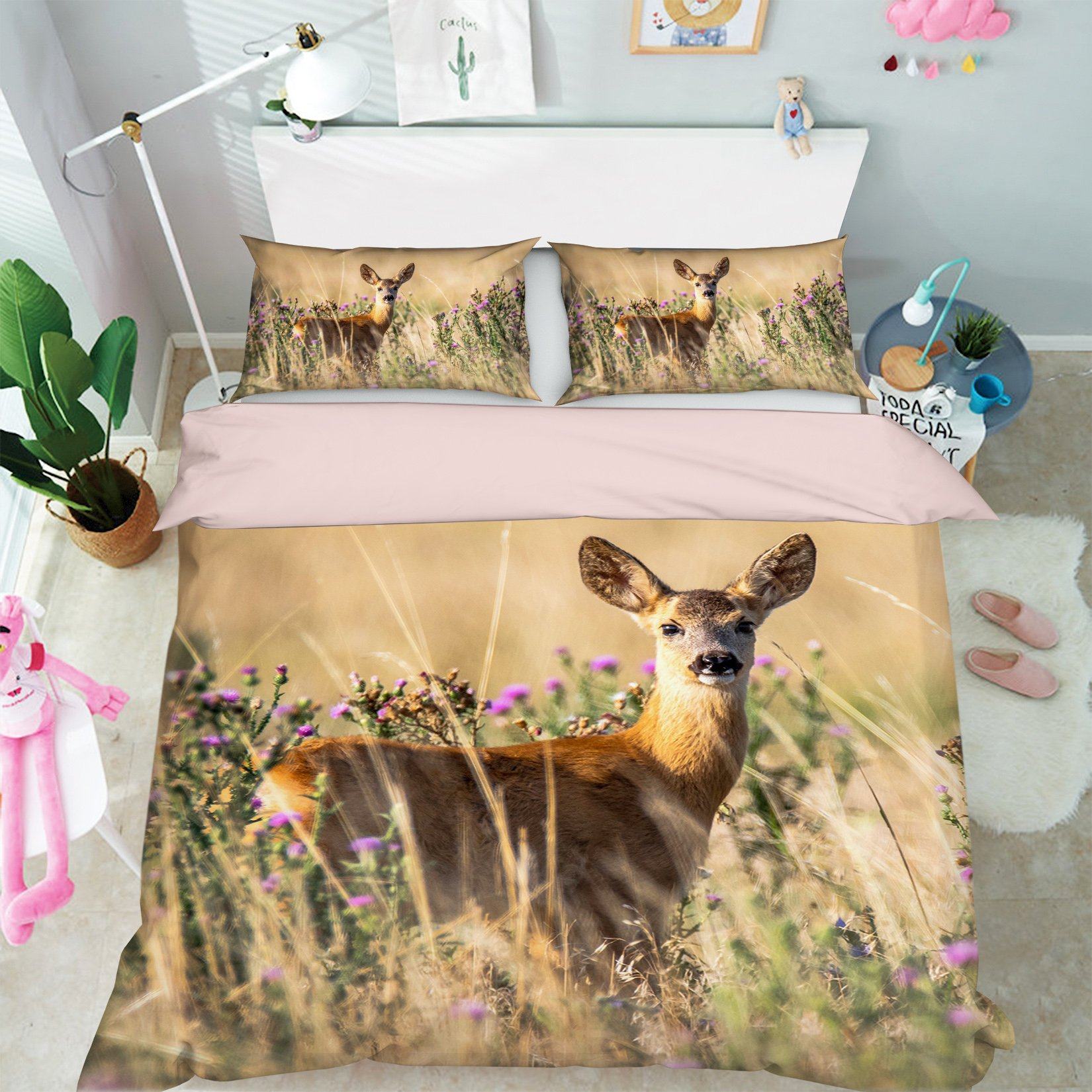 3D Wilderness Deer 1988 Bed Pillowcases Quilt Quiet Covers AJ Creativity Home 