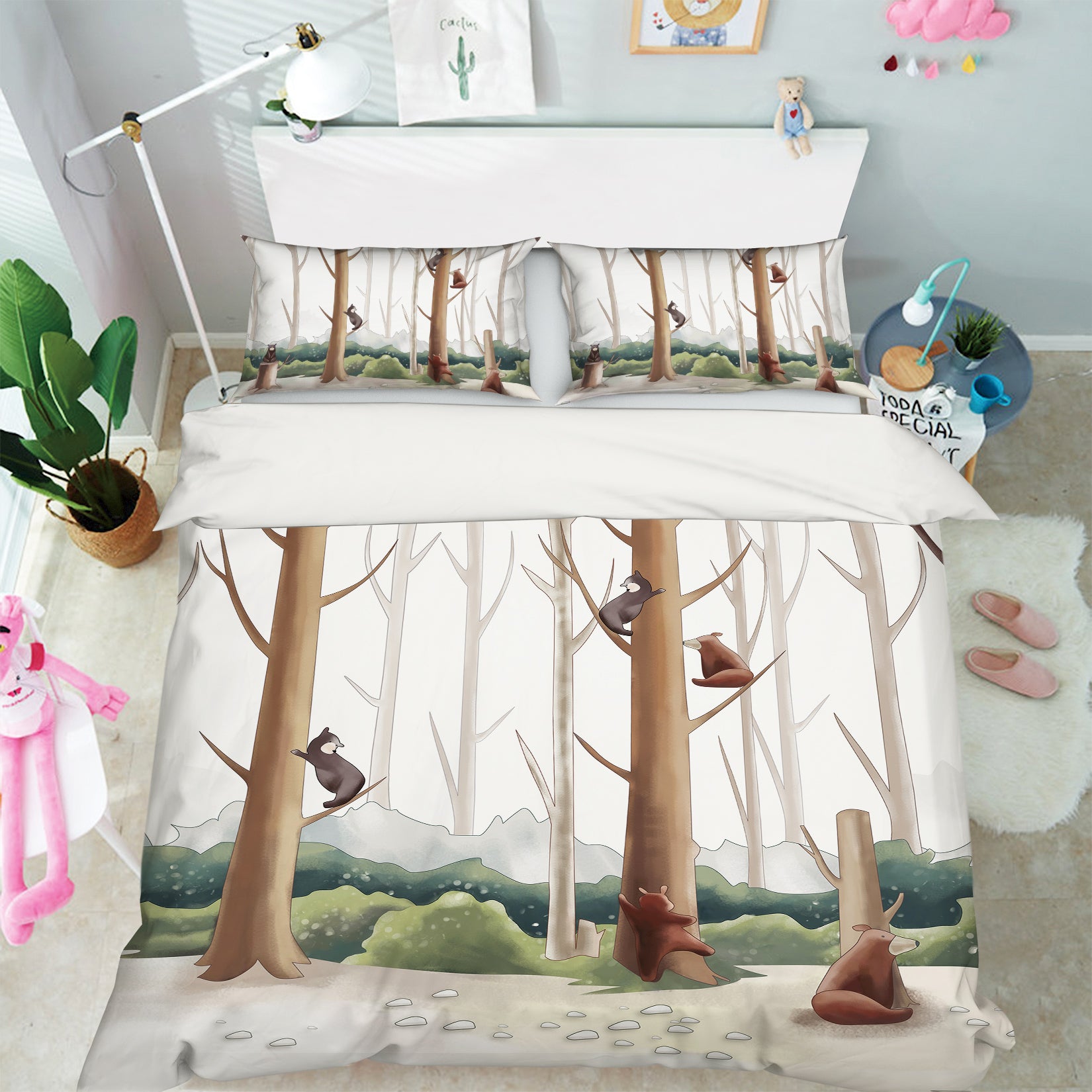 3D Forest Wood 13134 Bed Pillowcases Quilt