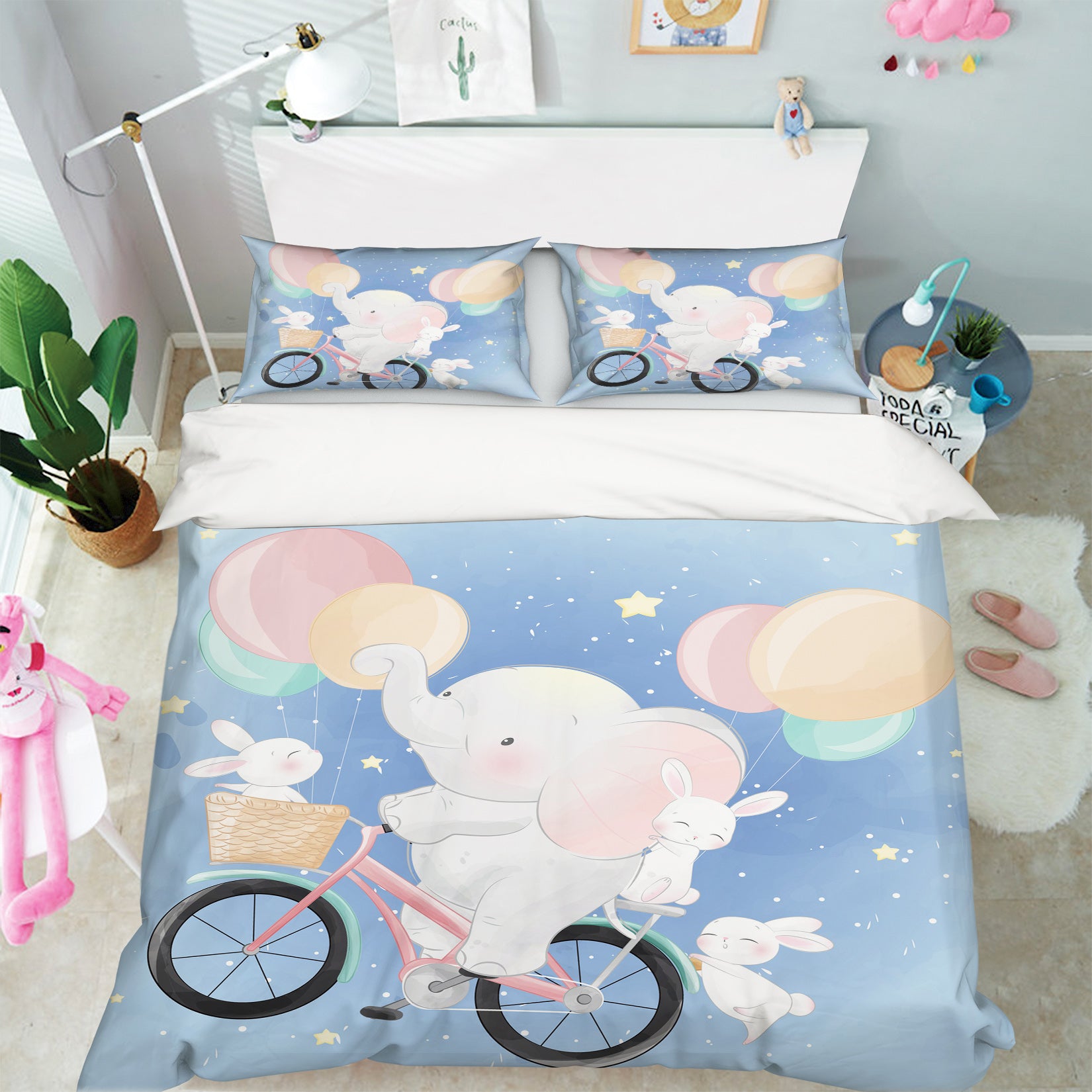 3D Bicycle Balloon Elephant 59072 Bed Pillowcases Quilt