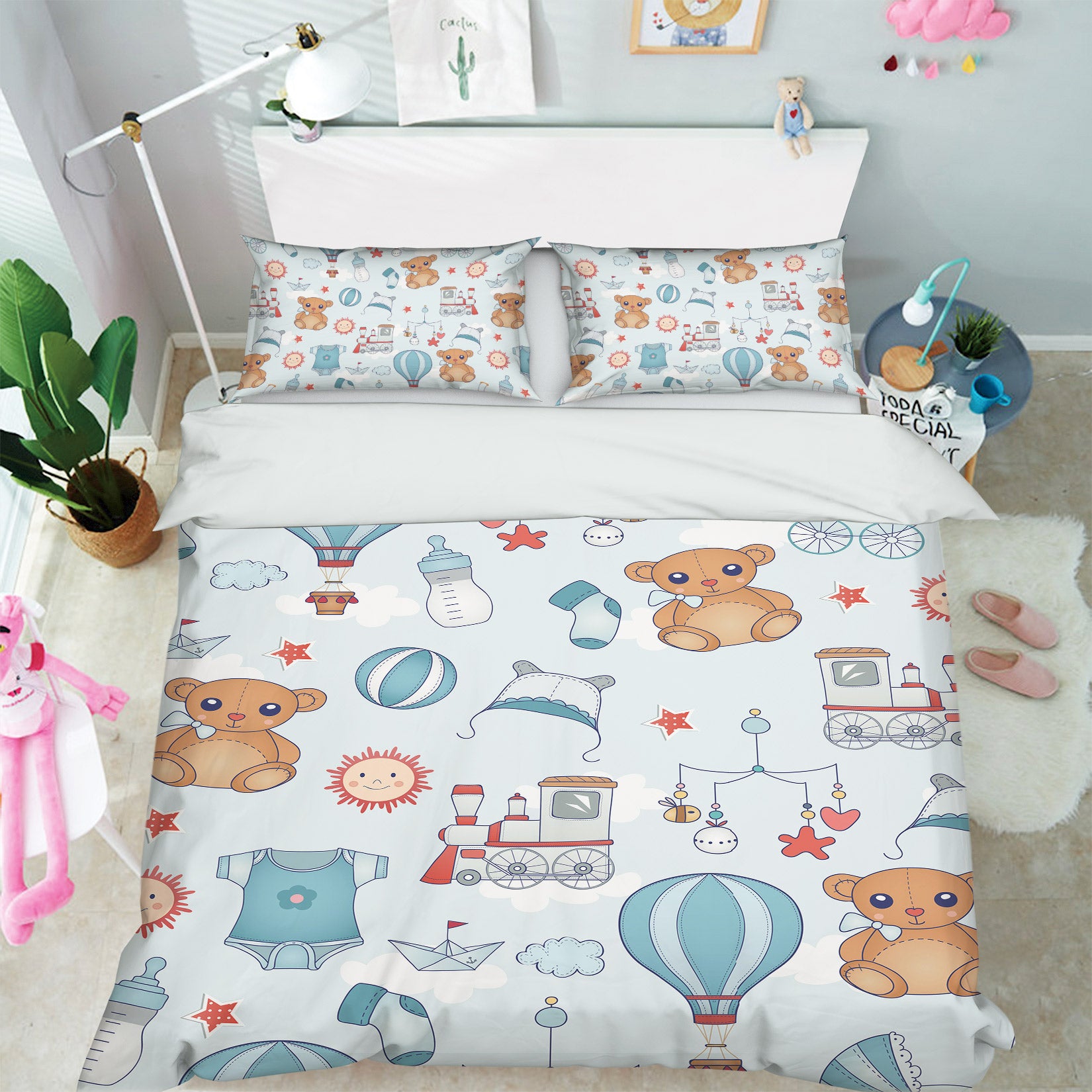 3D Bear Hot Air Balloon 13121 Bed Pillowcases Quilt