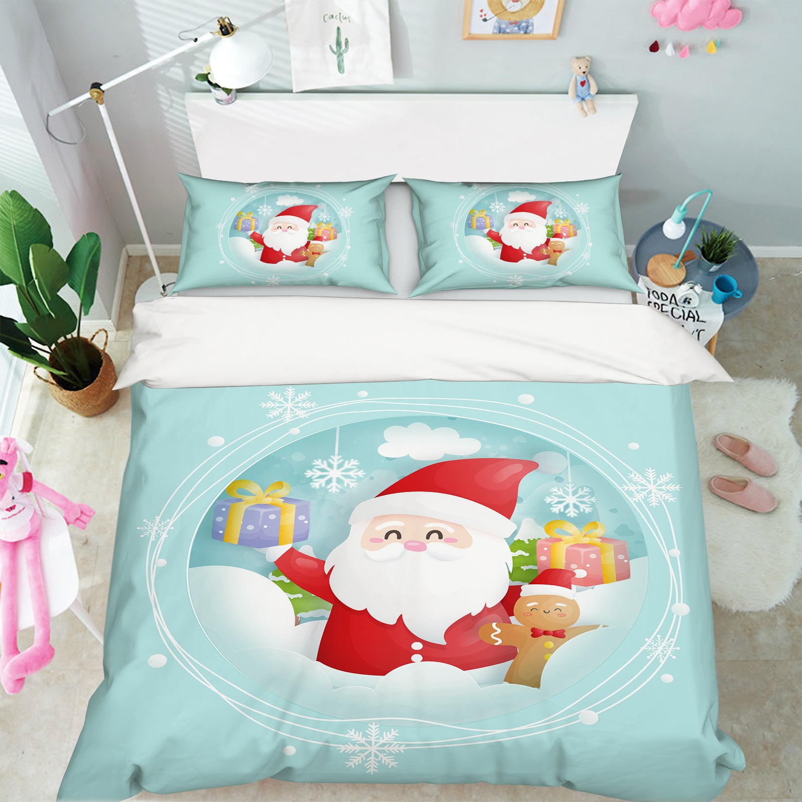 3D Santa Claus 58239 Bed Pillowcases Quilt