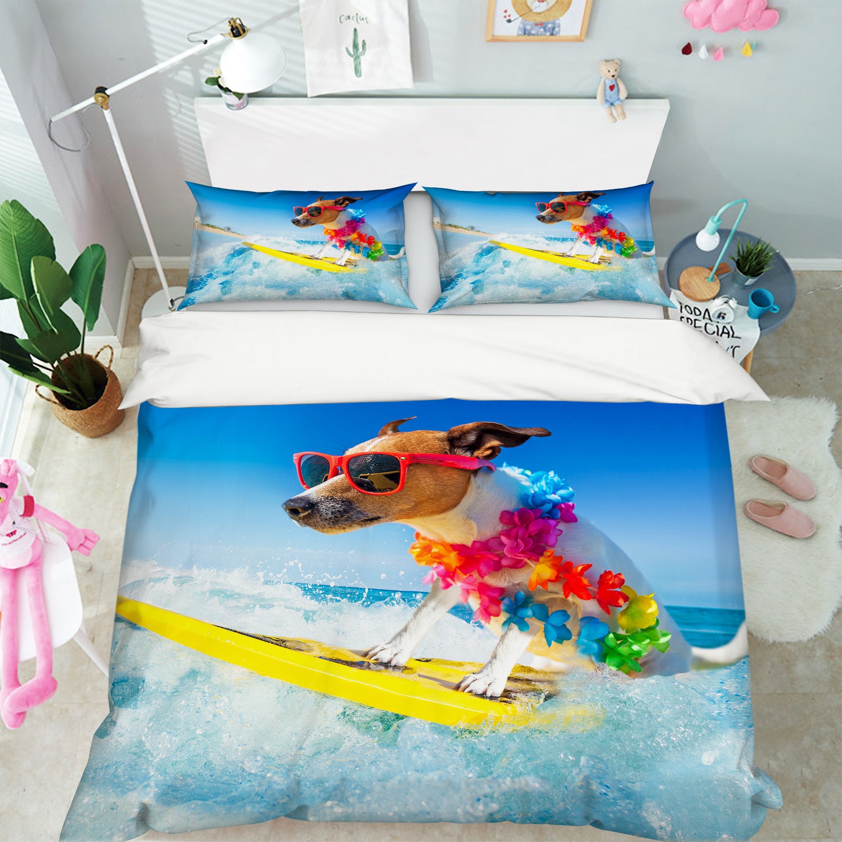 3D Dog Skiing 15002 Bed Pillowcases Quilt