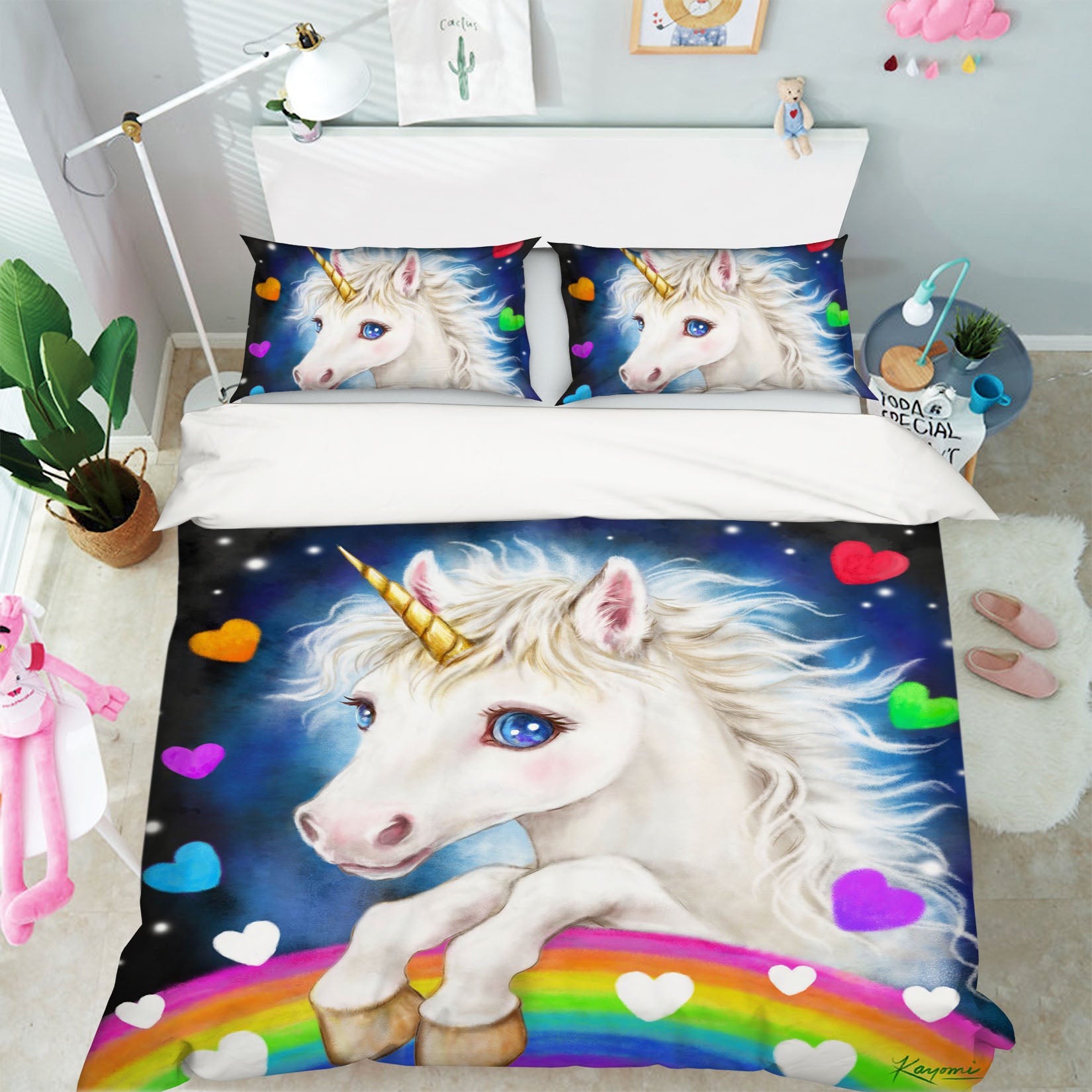 3D Colorful Love Unicorn 5932 Kayomi Harai Bedding Bed Pillowcases Quilt Cover Duvet Cover