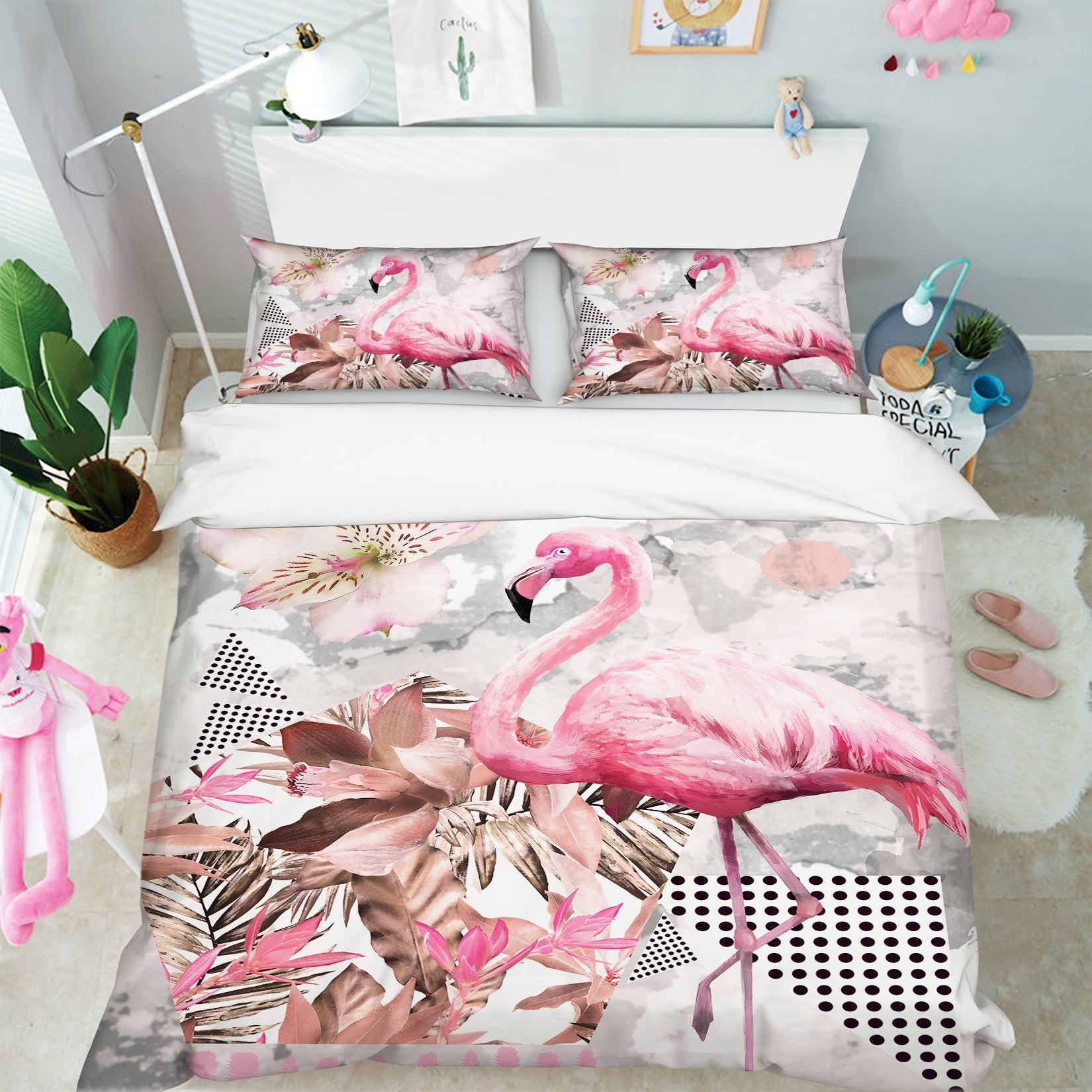 3D Flamingo 15029 Bed Pillowcases Quilt