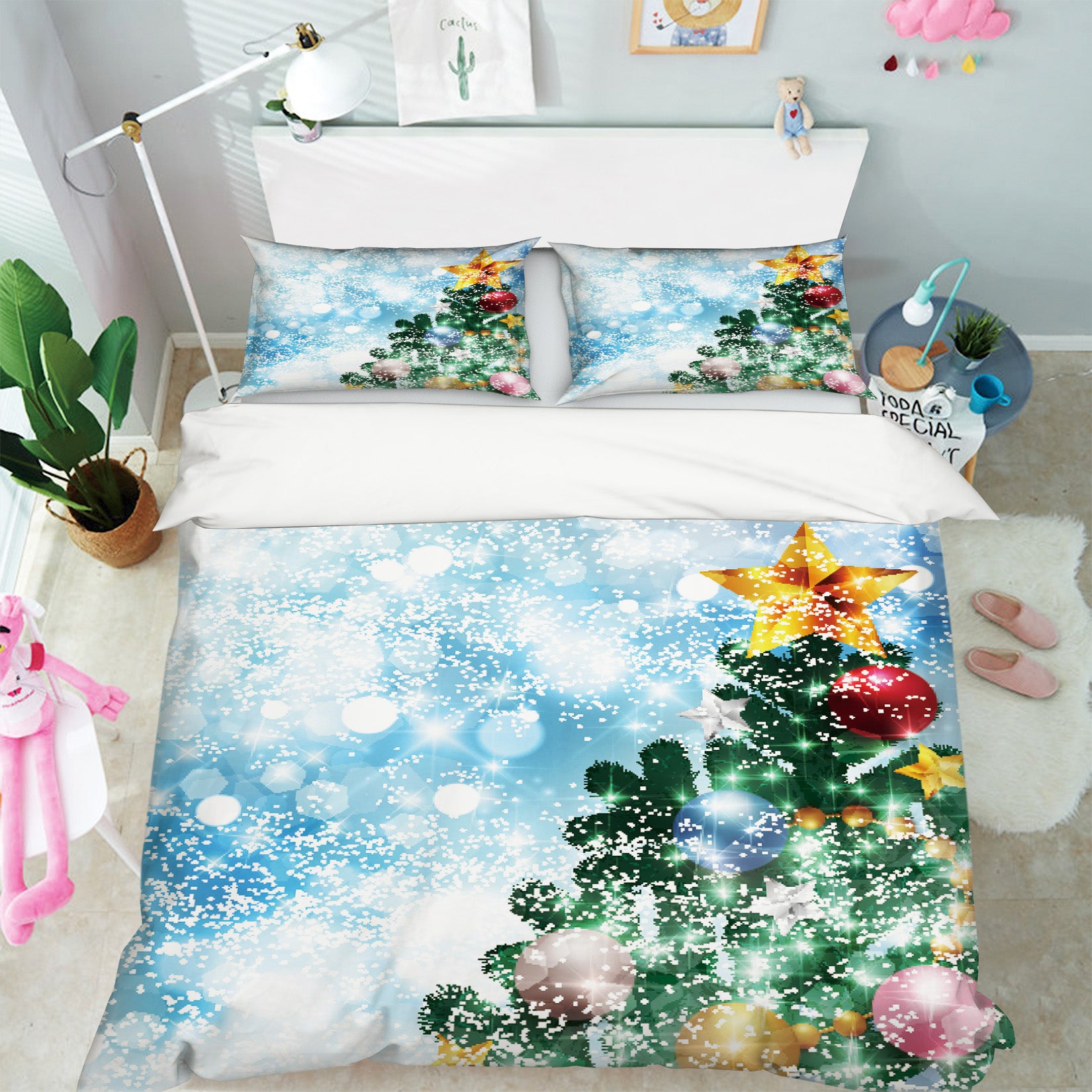 3D Tree Snowing 51100 Christmas Quilt Duvet Cover Xmas Bed Pillowcases