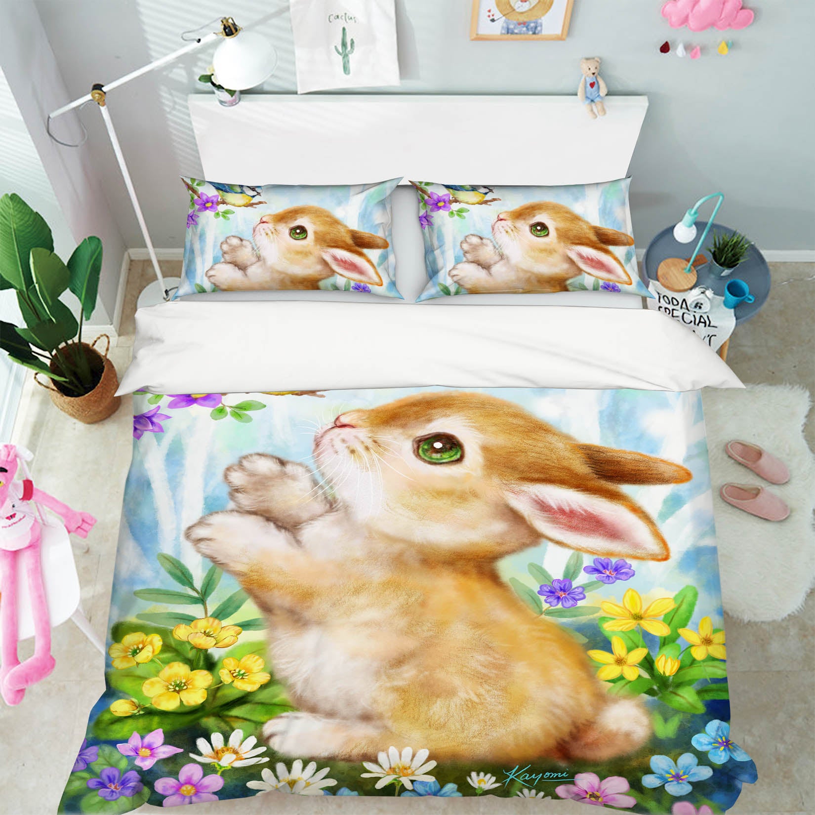 3D Rabbit Bird 5915 Kayomi Harai Bedding Bed Pillowcases Quilt Cover Duvet Cover