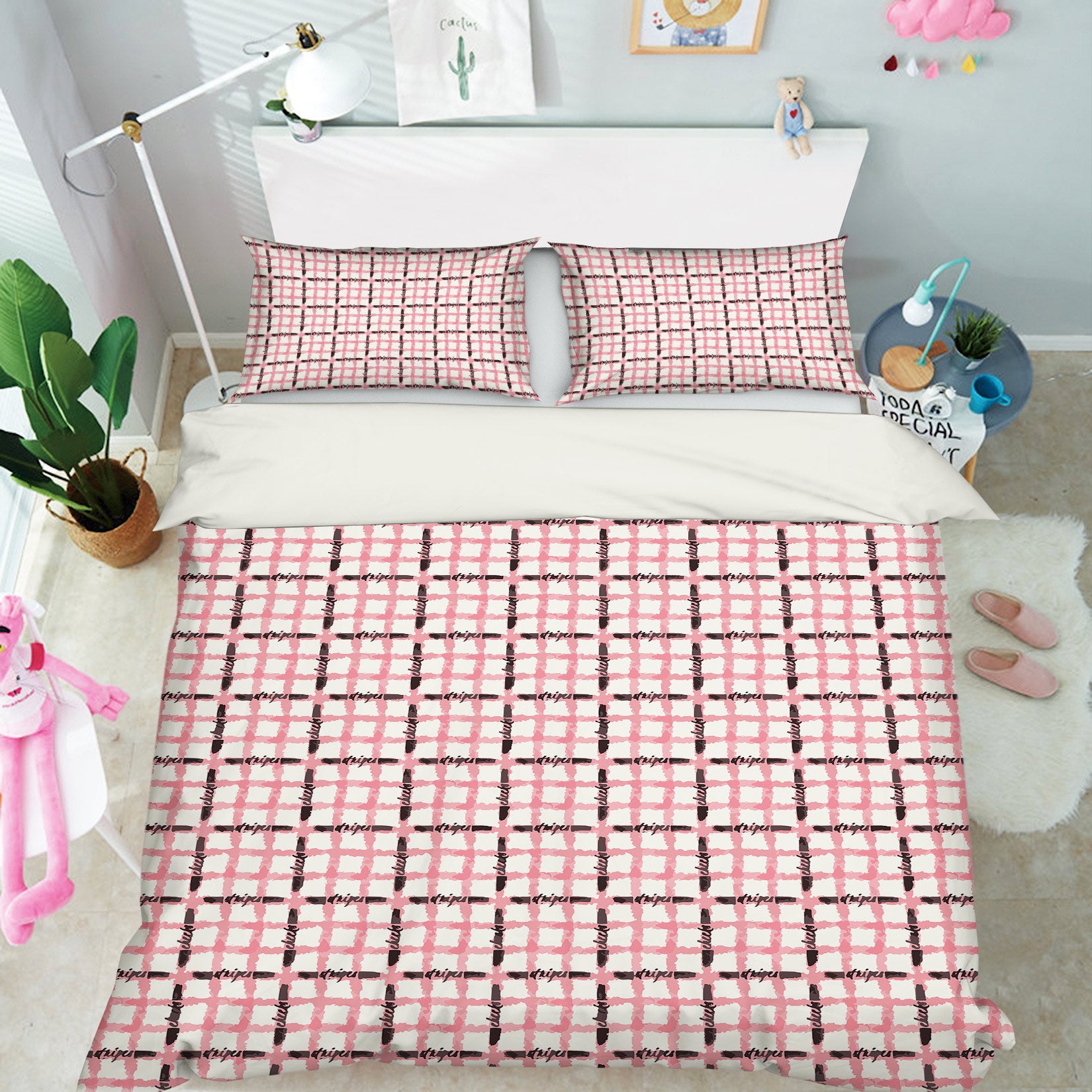 3D Pink Line Plaid 10999 Kashmira Jayaprakash Bedding Bed Pillowcases Quilt
