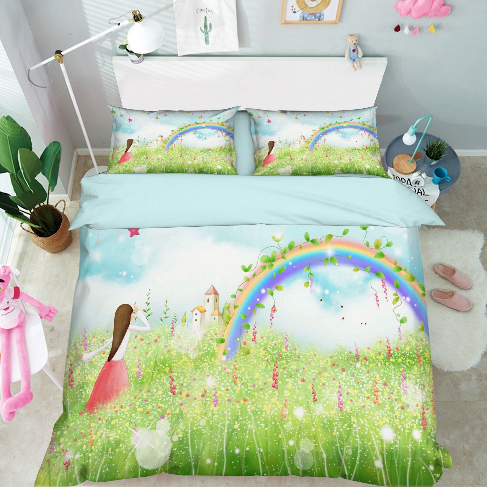 3D Flowers Field Rainbow 341 Bed Pillowcases Quilt Wallpaper AJ Wallpaper 