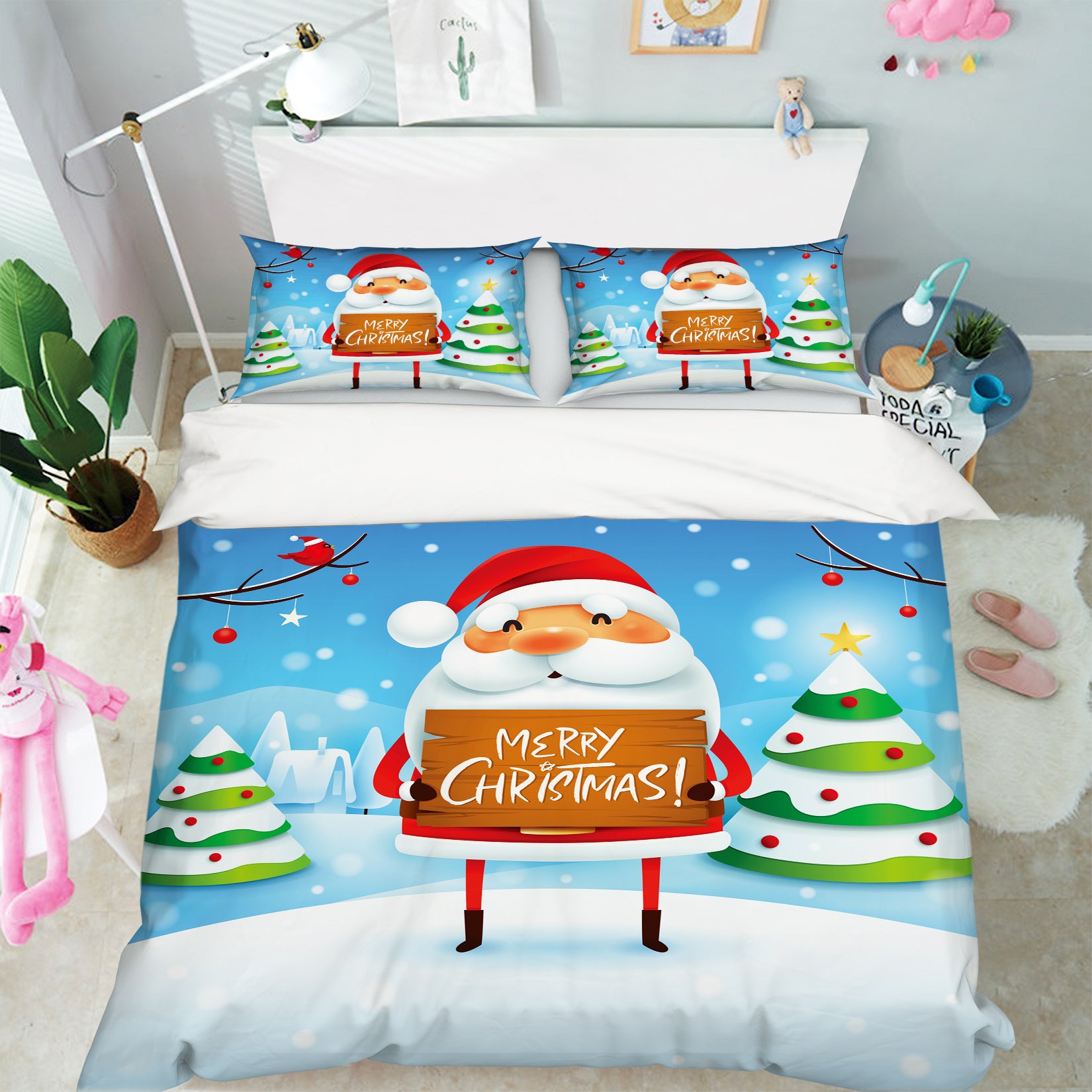 3D Santa Claus Tree 51134 Christmas Quilt Duvet Cover Xmas Bed Pillowcases