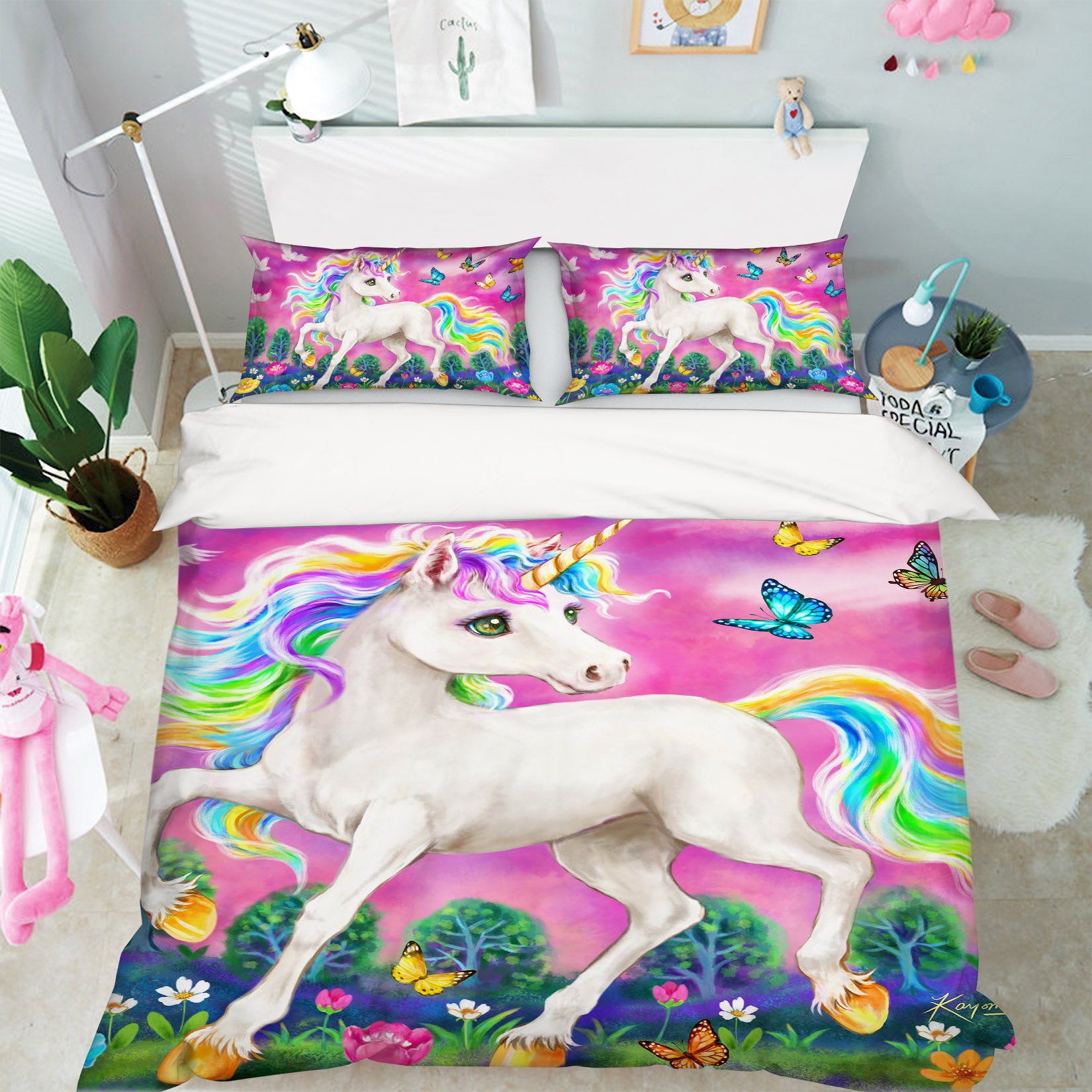 3D Unicorn Butterfly 5872 Kayomi Harai Bedding Bed Pillowcases Quilt Cover Duvet Cover