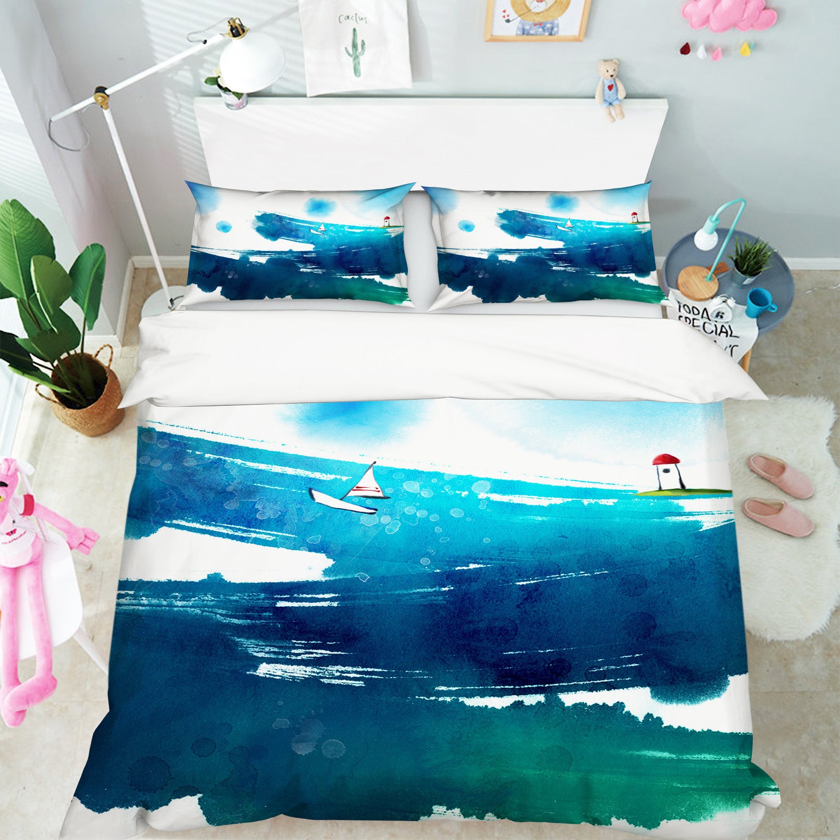 3D Lighthouse Painting 009 Bed Pillowcases Quilt