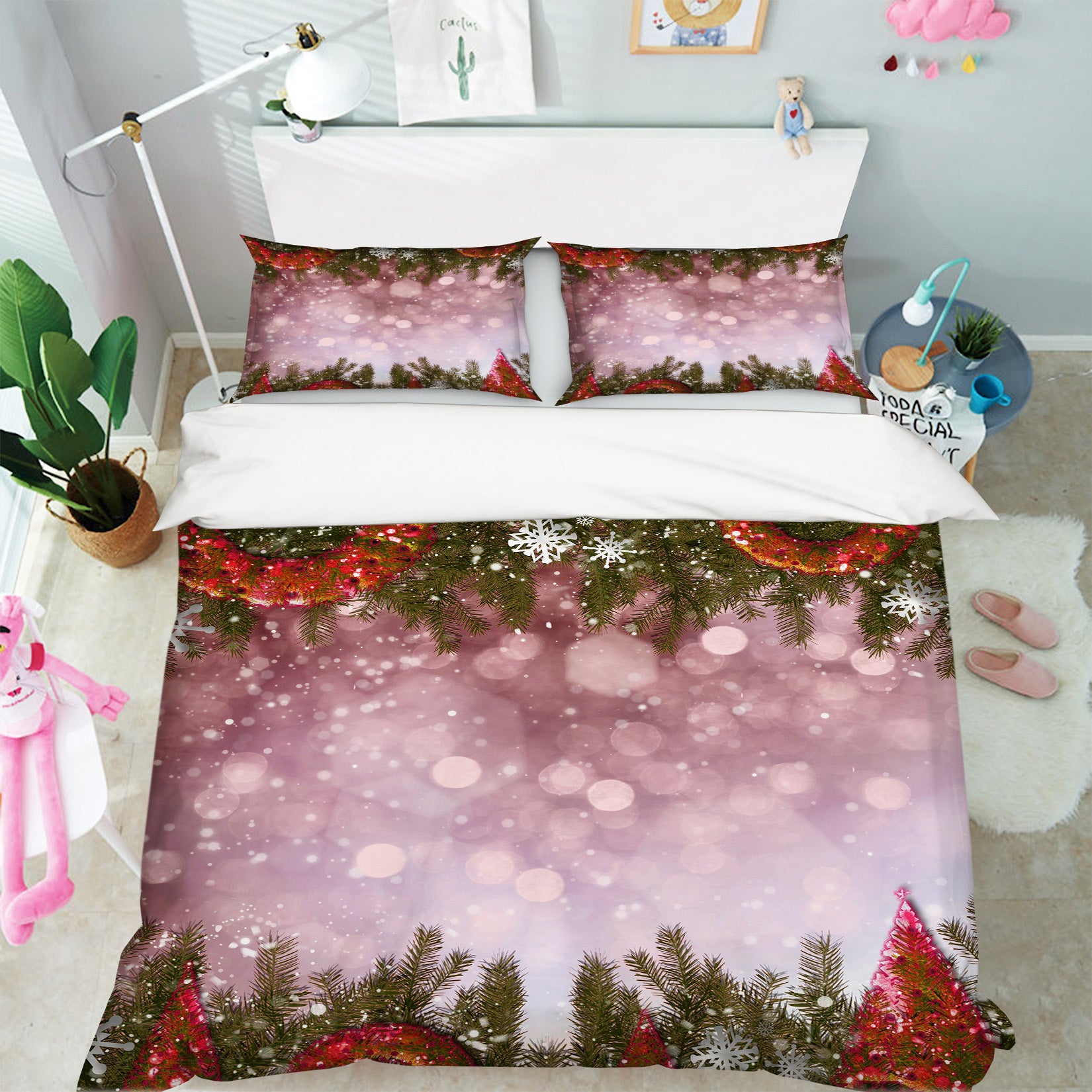 3D Branches Snowflake 51105 Christmas Quilt Duvet Cover Xmas Bed Pillowcases