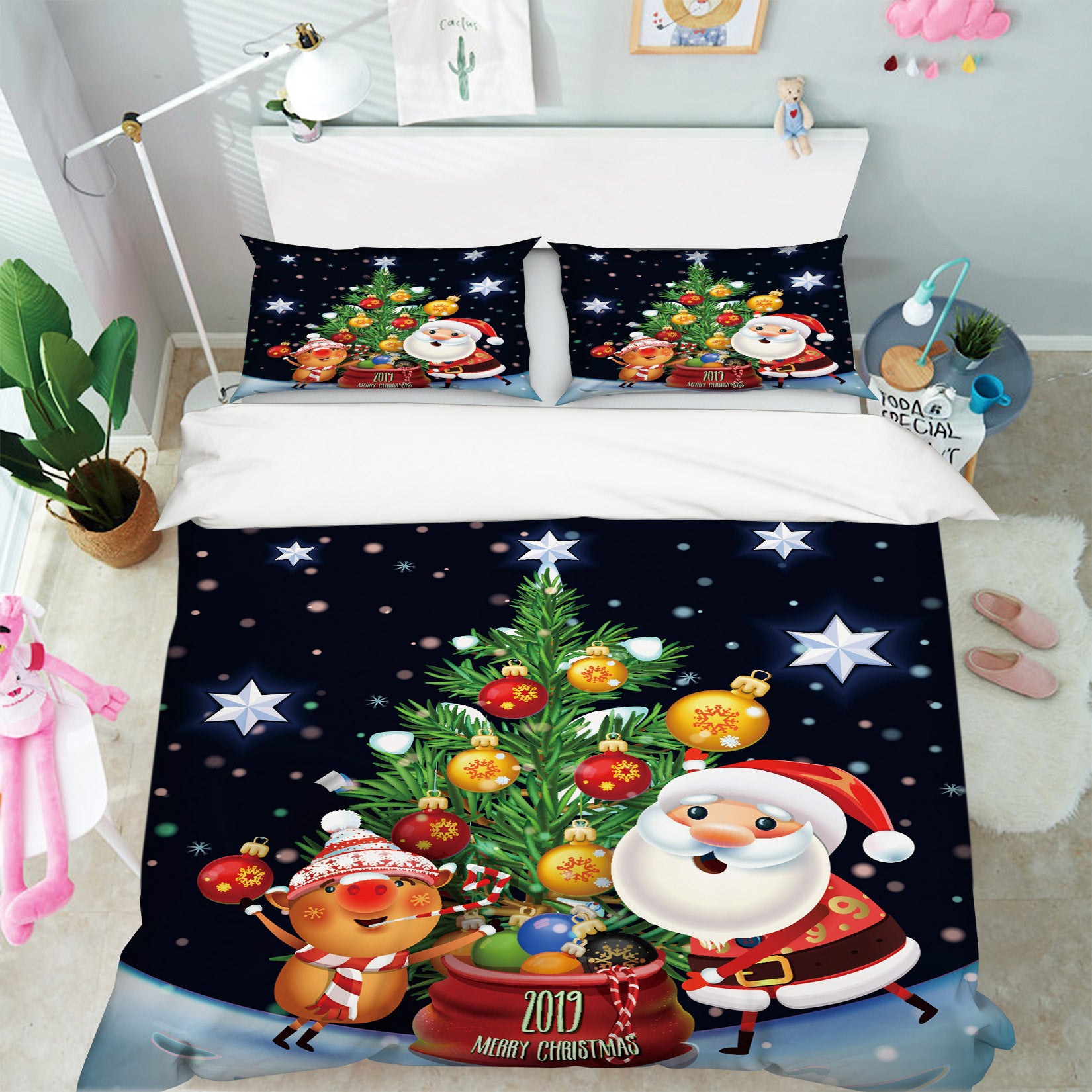3D Santa Claus Tree Deer 51129 Christmas Quilt Duvet Cover Xmas Bed Pillowcases