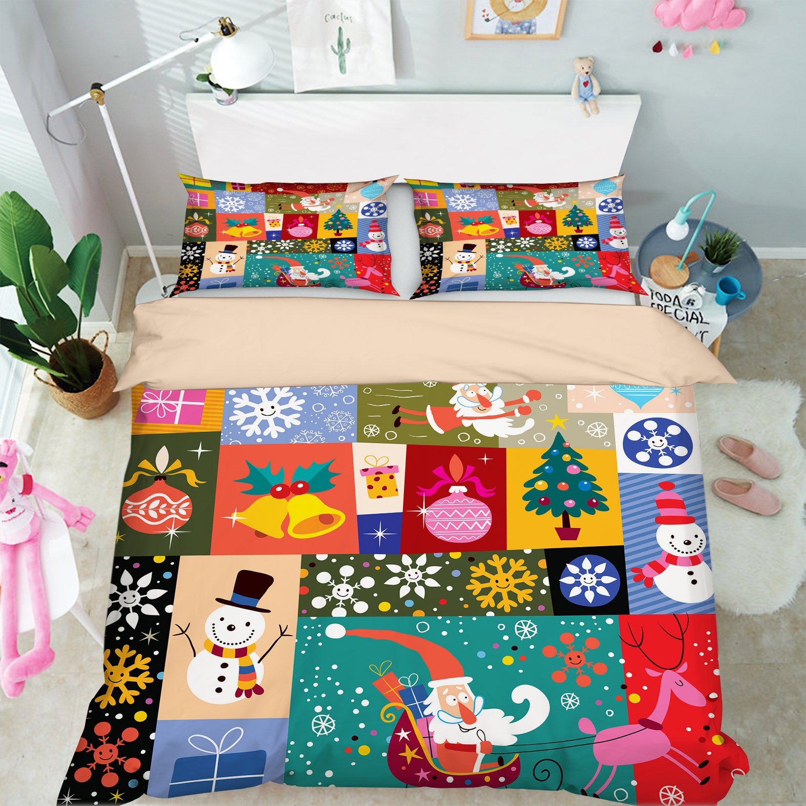 3D Santa Claus Snowman Cube 50008 Christmas Quilt Duvet Cover Xmas Bed Pillowcases