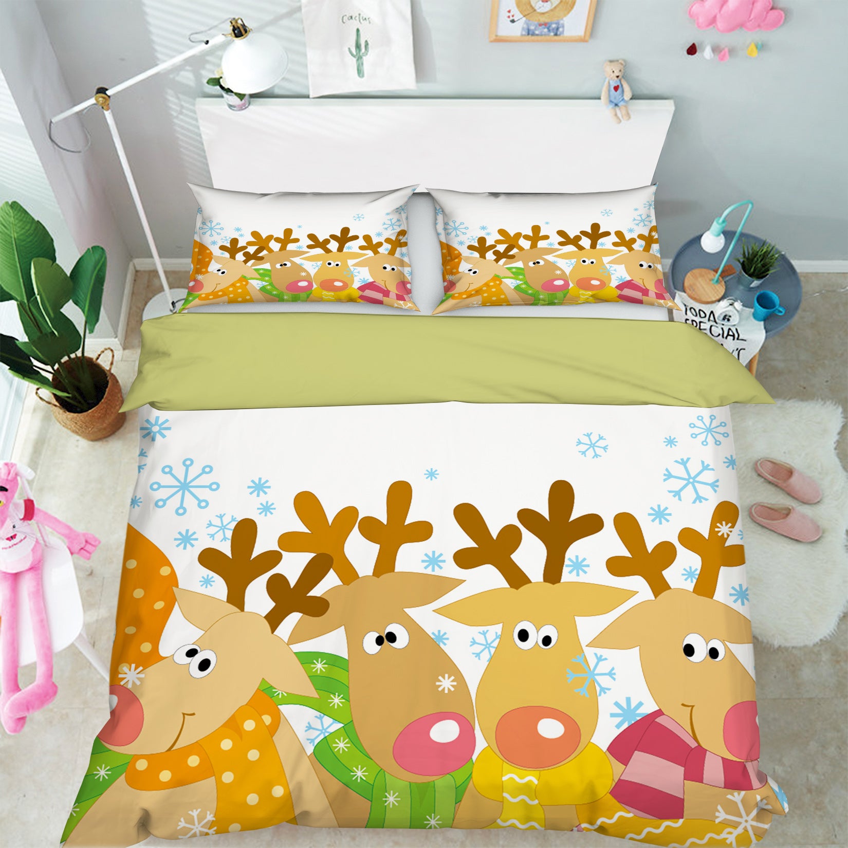 3D Cartoon Elk 45005 Christmas Quilt Duvet Cover Xmas Bed Pillowcases