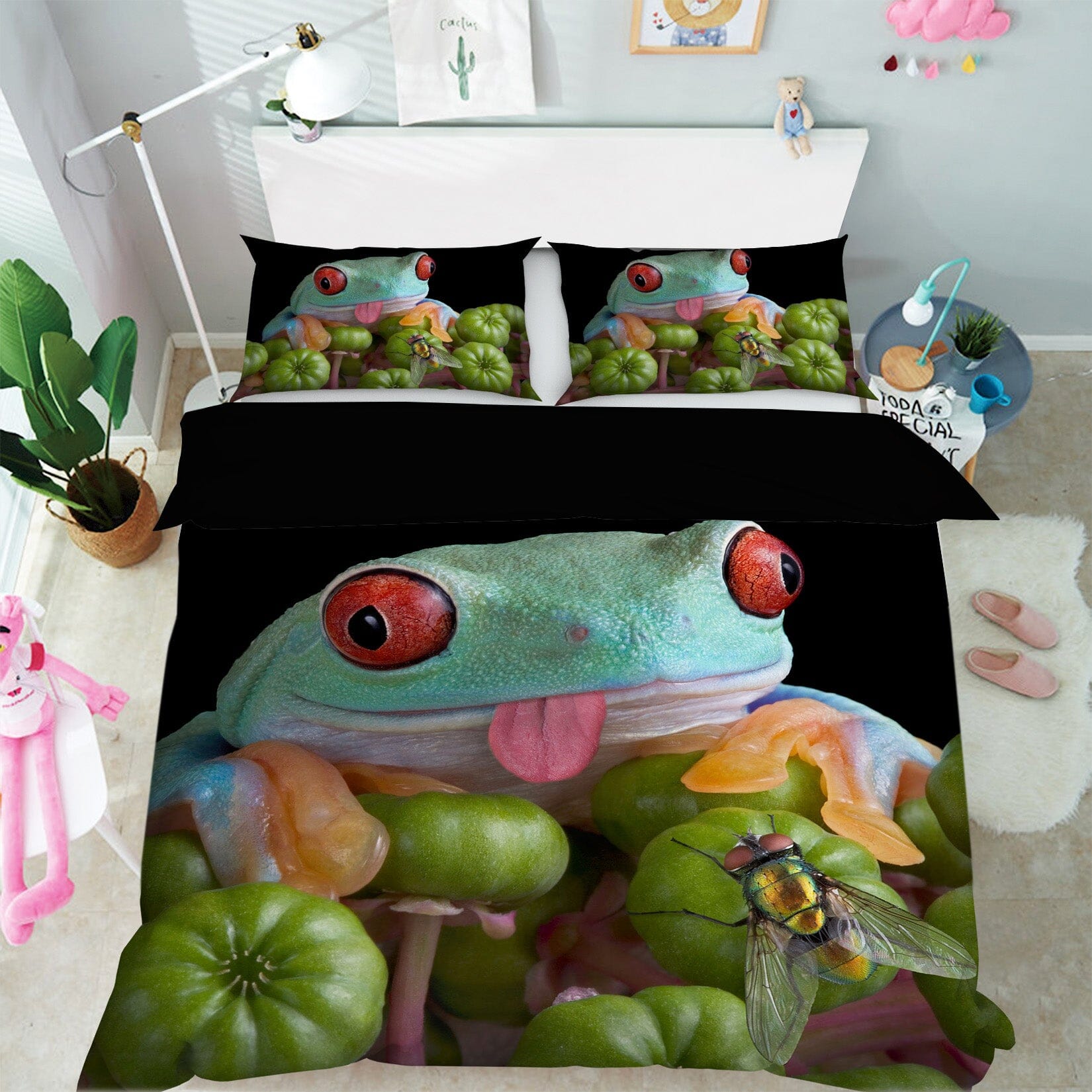 3D Color Frog 1909 Bed Pillowcases Quilt Quiet Covers AJ Creativity Home 