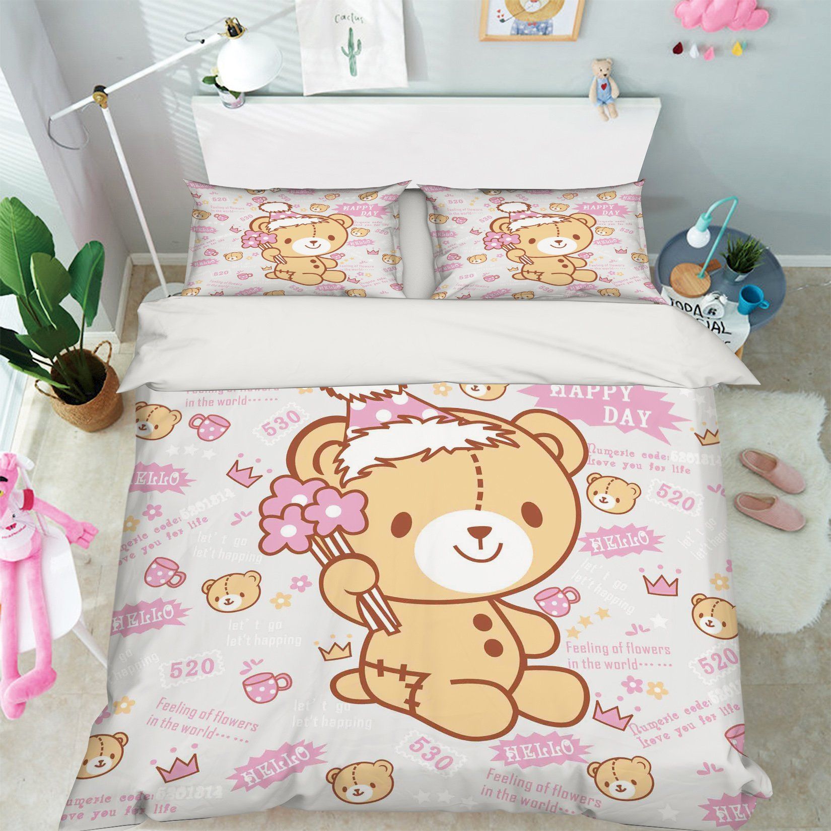3D Lovely Bear Doll 331 Bed Pillowcases Quilt Wallpaper AJ Wallpaper 