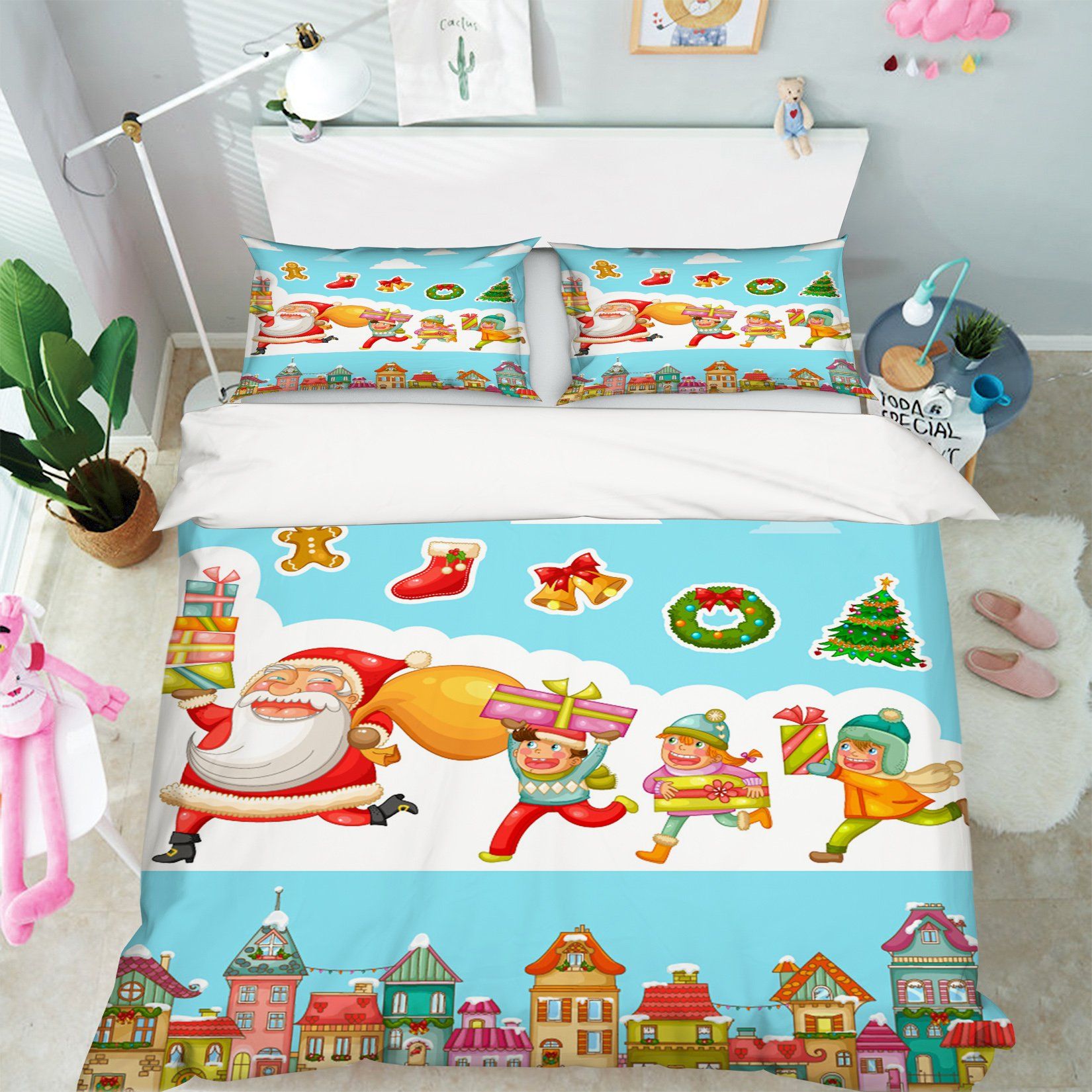 3D Christmas White Beard Gift 28 Bed Pillowcases Quilt Quiet Covers AJ Creativity Home 
