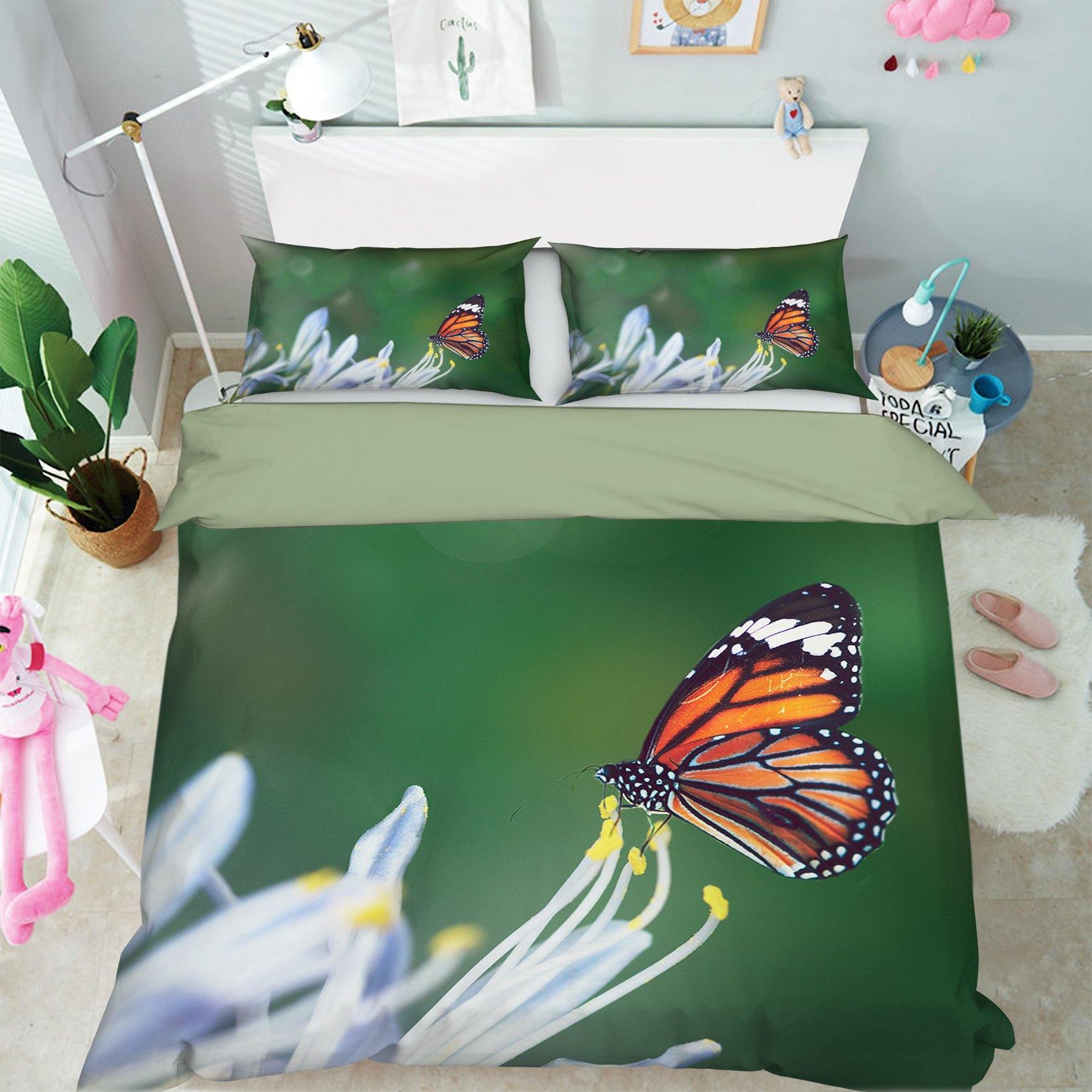 3D Flower Butterfly 1949 Bed Pillowcases Quilt Quiet Covers AJ Creativity Home 