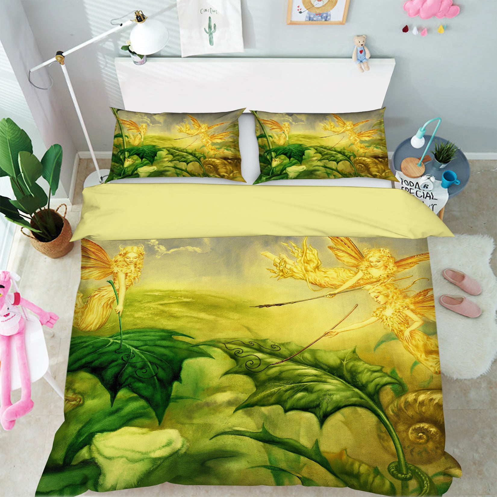3D Leaves Golden Elf 7014 Ciruelo Bedding Bed Pillowcases Quilt