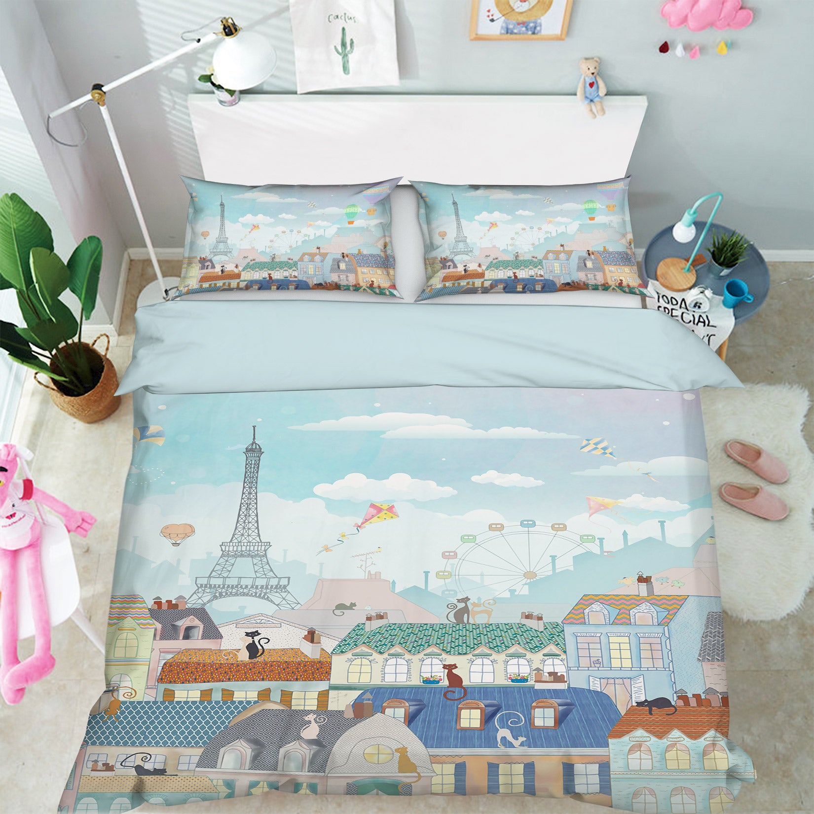 3D Houses Tower 13097 Bed Pillowcases Quilt