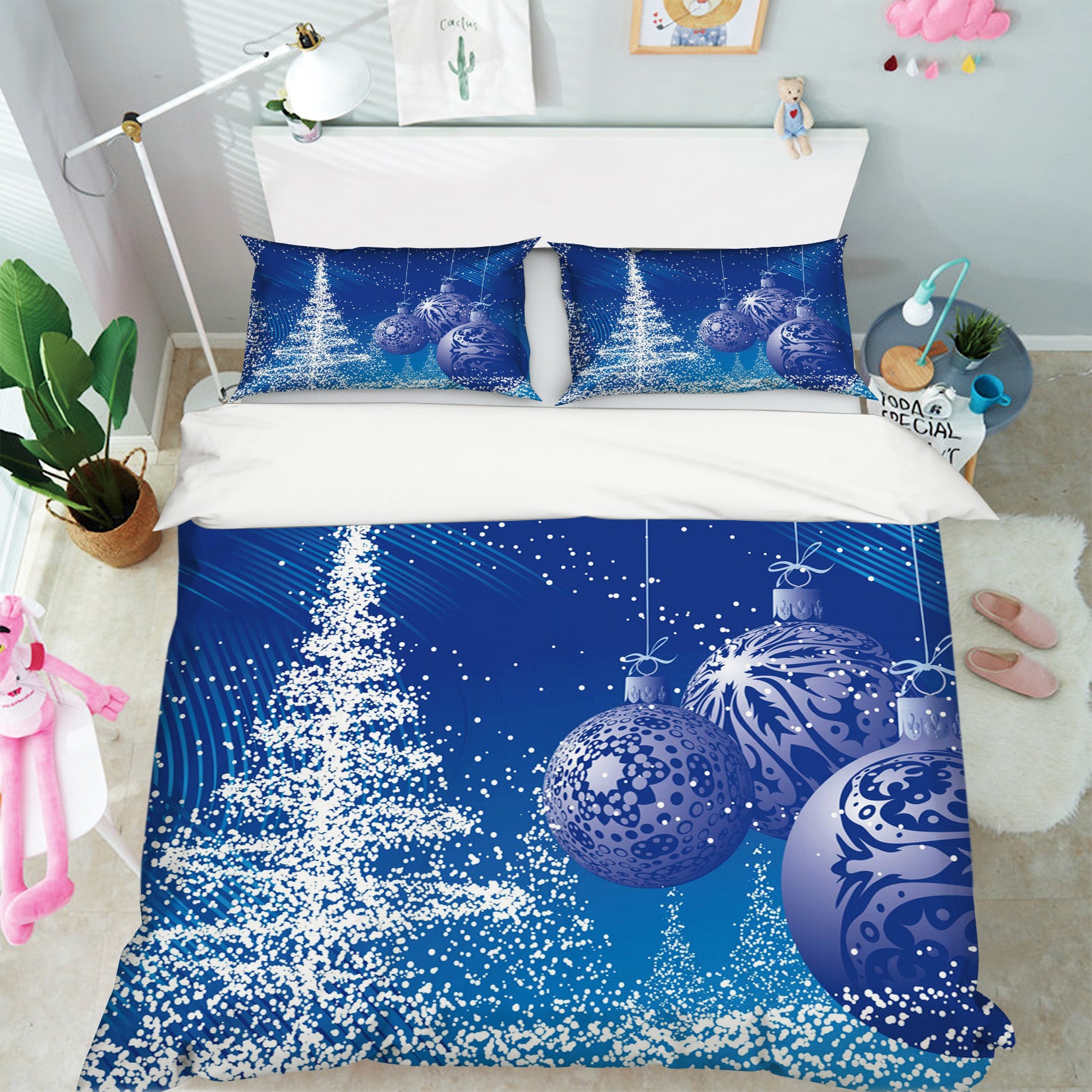 3D Snow Tree Round Ball 45023 Christmas Quilt Duvet Cover Xmas Bed Pillowcases
