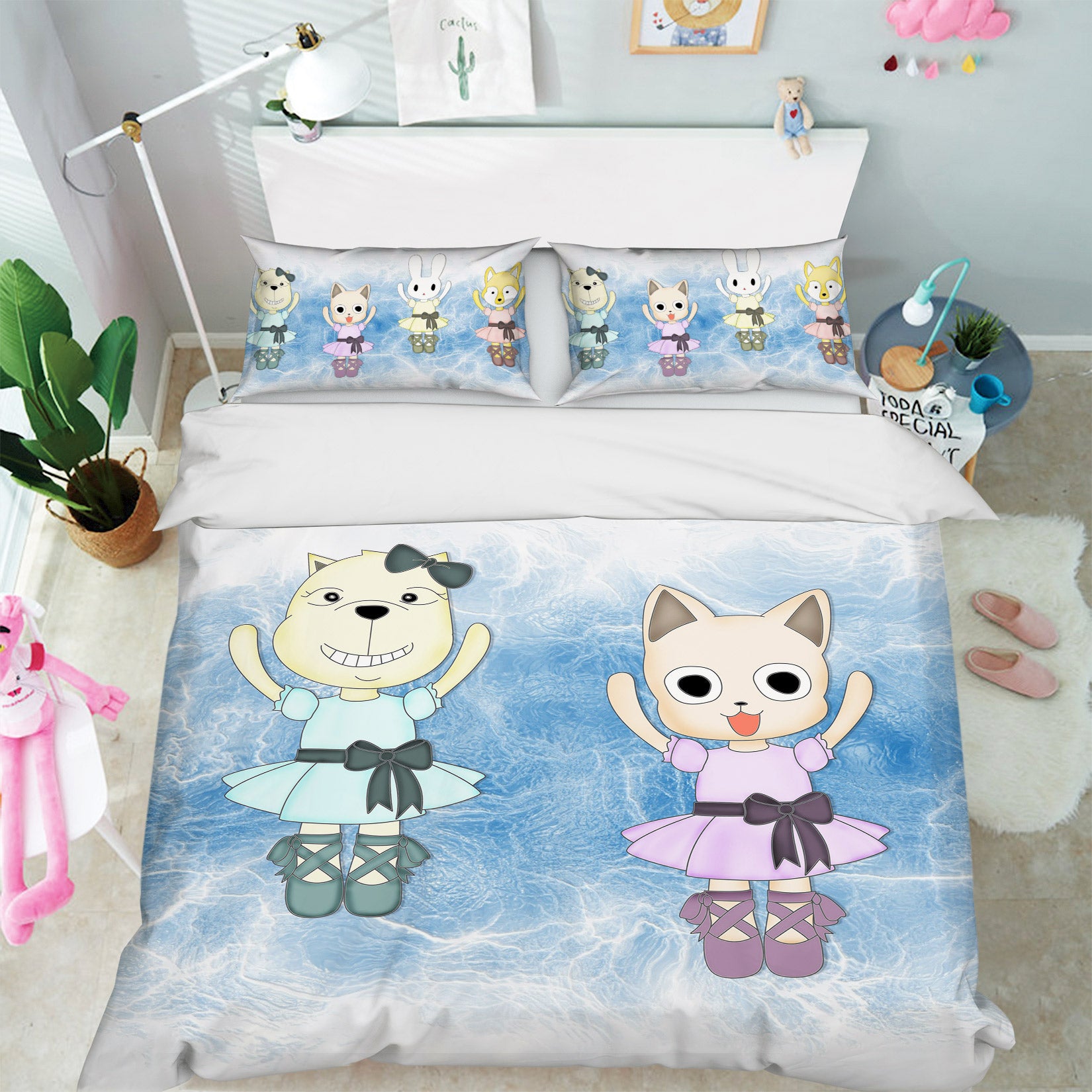 3D Cartoon Cat 13089 Bed Pillowcases Quilt