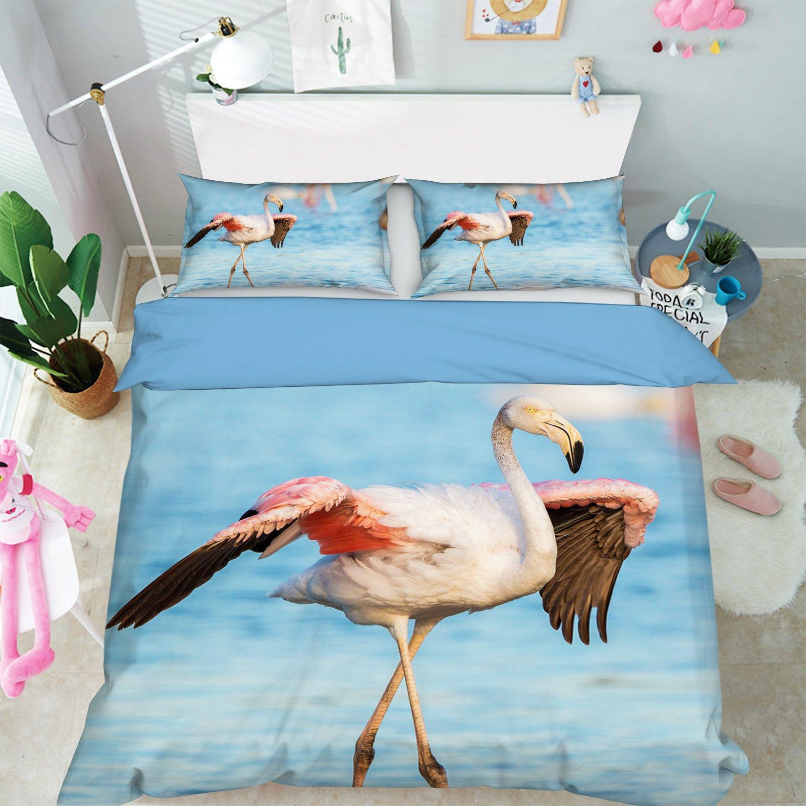 3D Flamingo 1940 Bed Pillowcases Quilt Quiet Covers AJ Creativity Home 