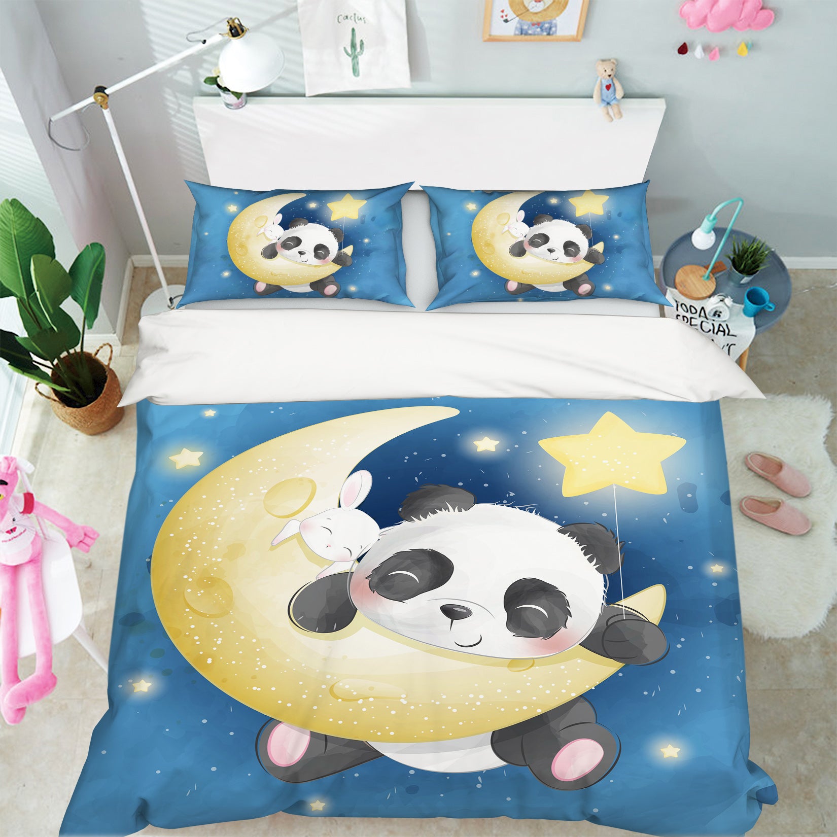 3D Moon Star Panda 59037 Bed Pillowcases Quilt