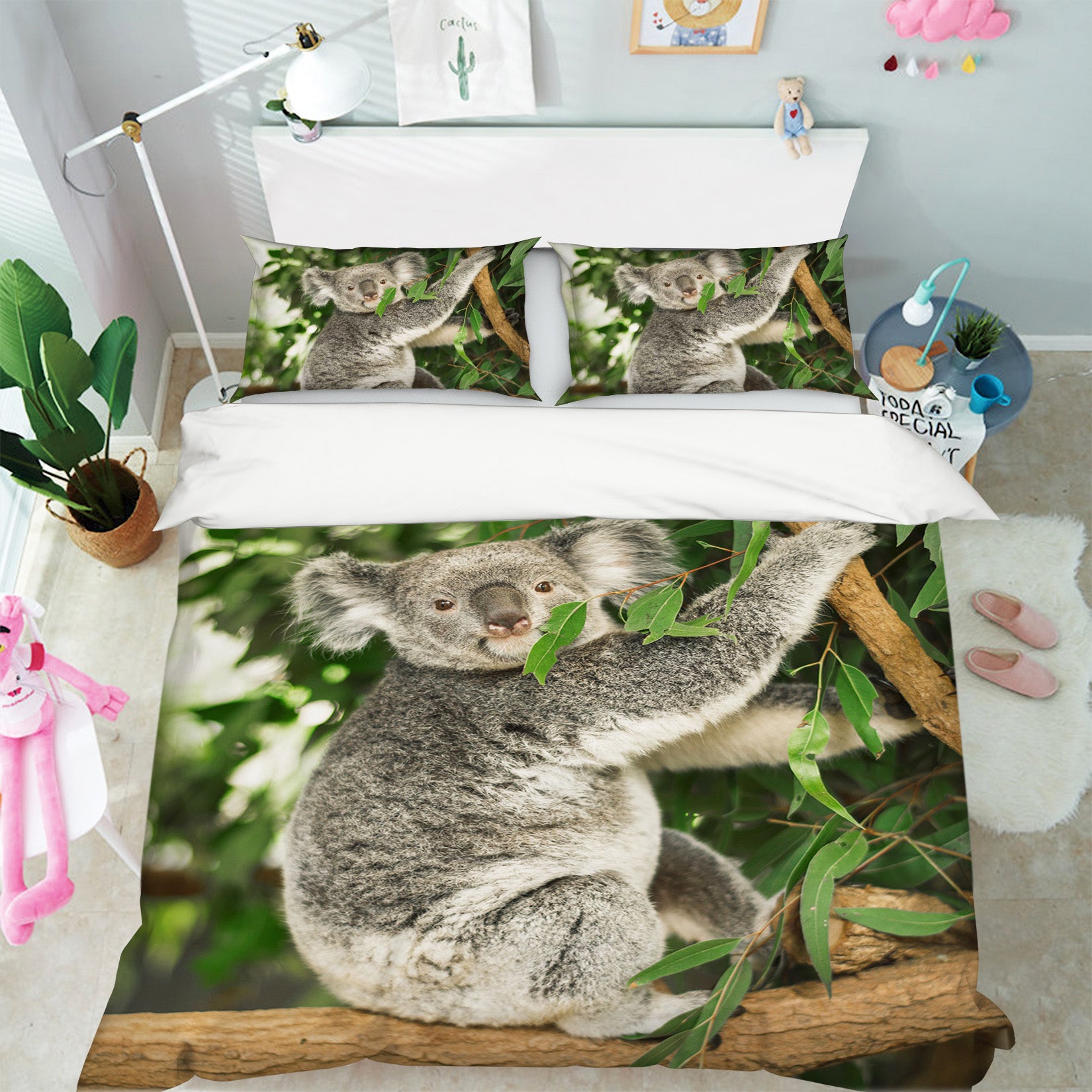 3D Koala Eucalyptus 078 Bed Pillowcases Quilt