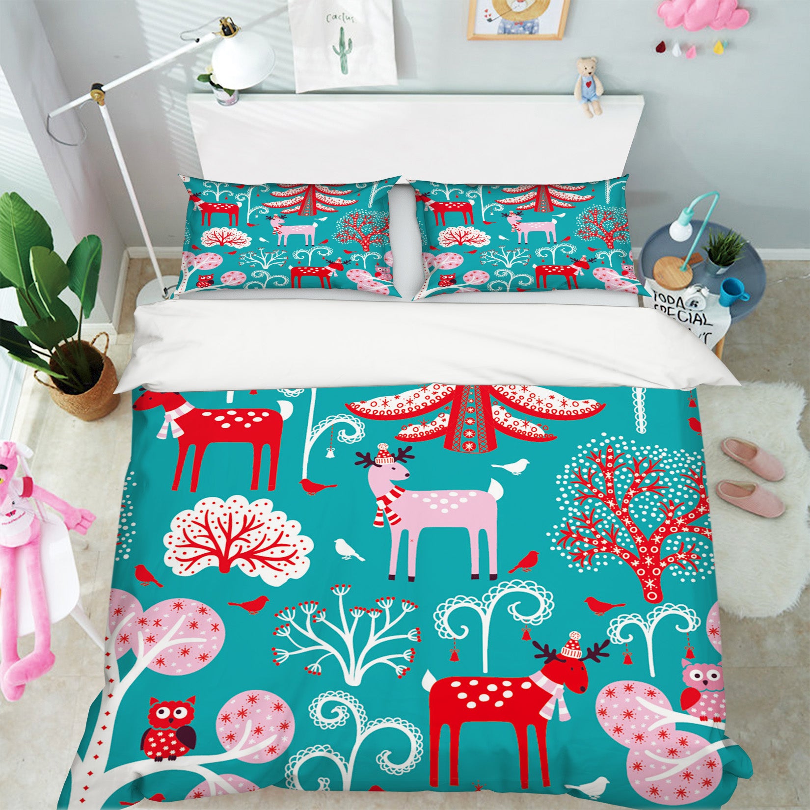 3D Deer Tree 45026 Christmas Quilt Duvet Cover Xmas Bed Pillowcases
