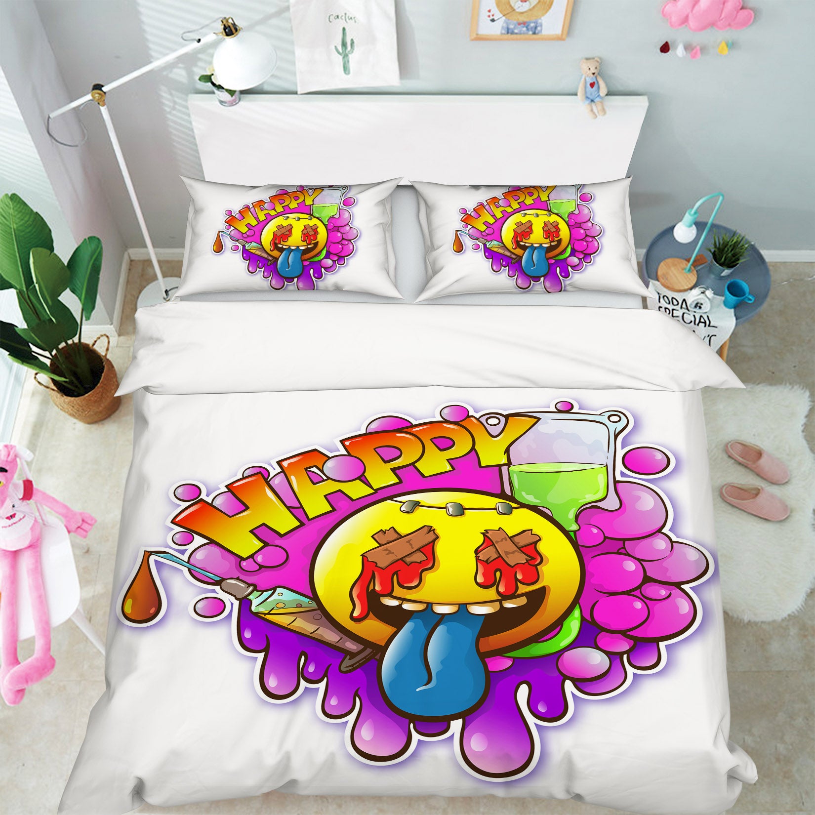 3D Happy Emoji 59014 Bed Pillowcases Quilt
