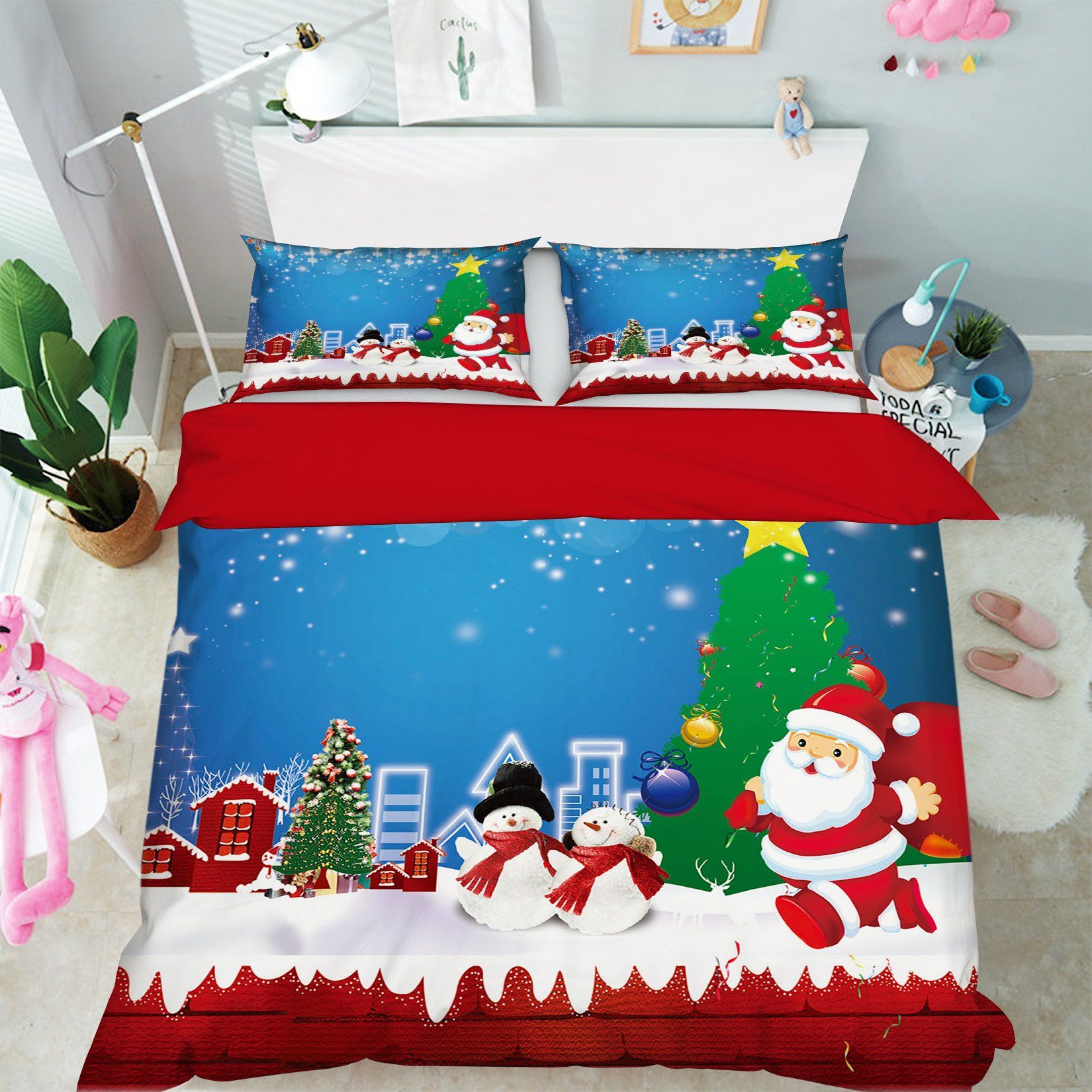 3D Christmas Snowman Decoration 5 Bed Pillowcases Quilt Quiet Covers AJ Creativity Home 