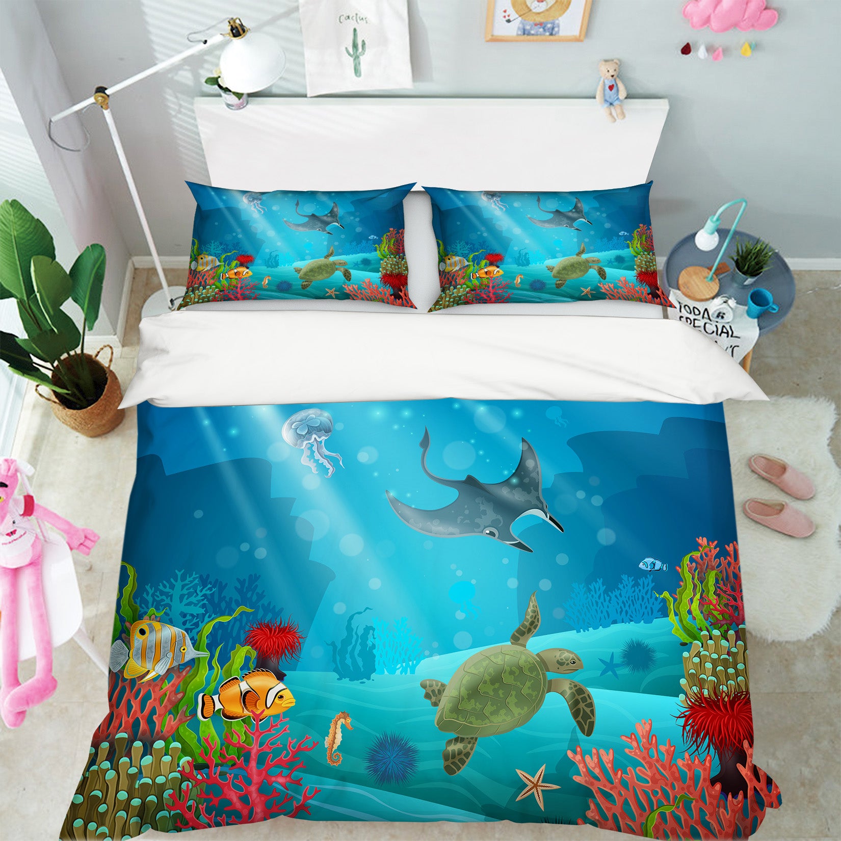 3D Sea Animals 19156 Bed Pillowcases Quilt