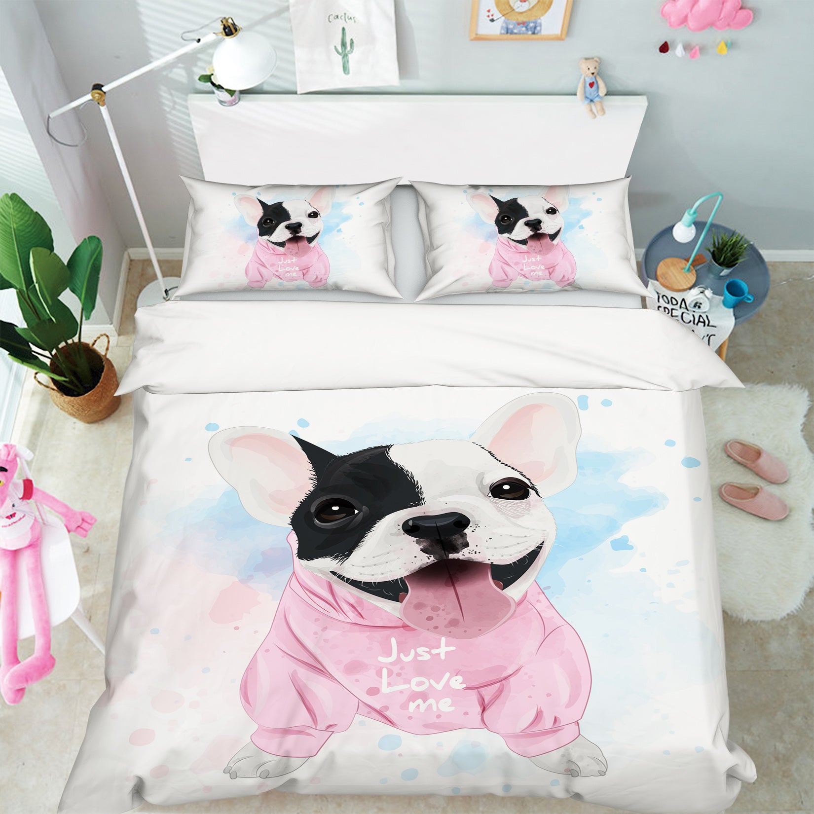 3D Bulldog 58210 Bed Pillowcases Quilt