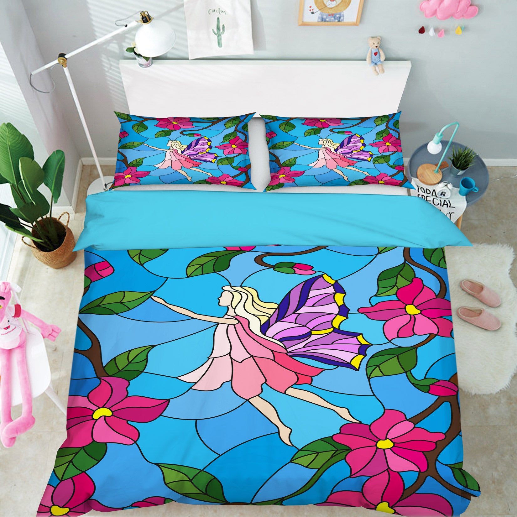 3D Butterfly Girl Flower 14002 Bed Pillowcases Quilt
