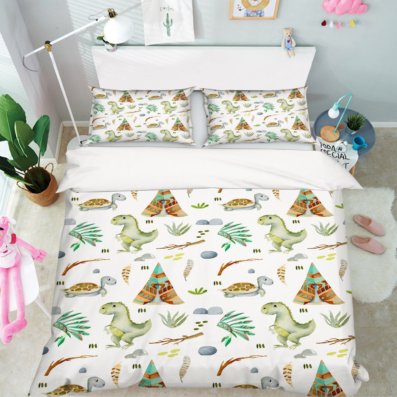 3D Dinosaur Turtle 61049 Bed Pillowcases Quilt