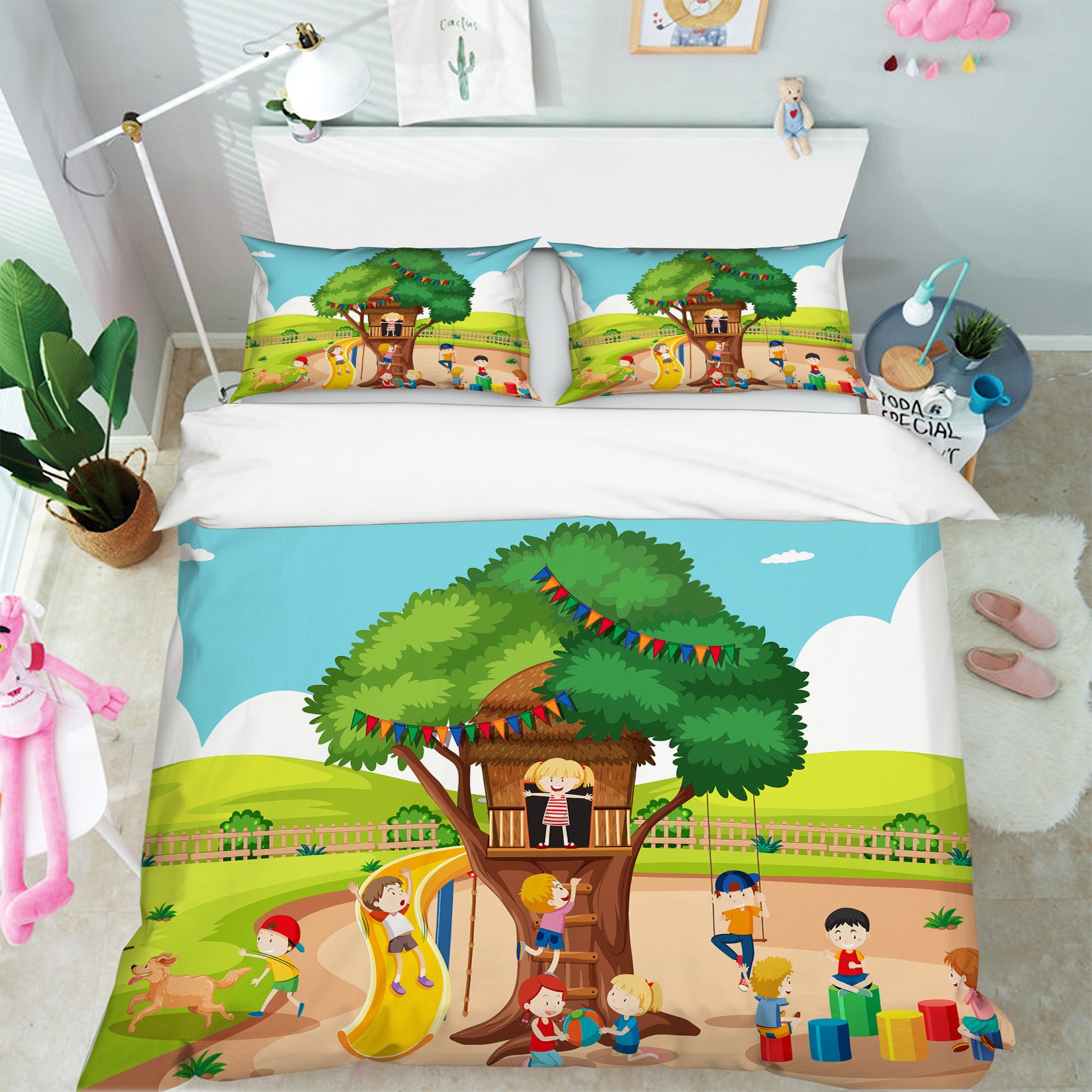 3D Big Tree Child 19161 Bed Pillowcases Quilt