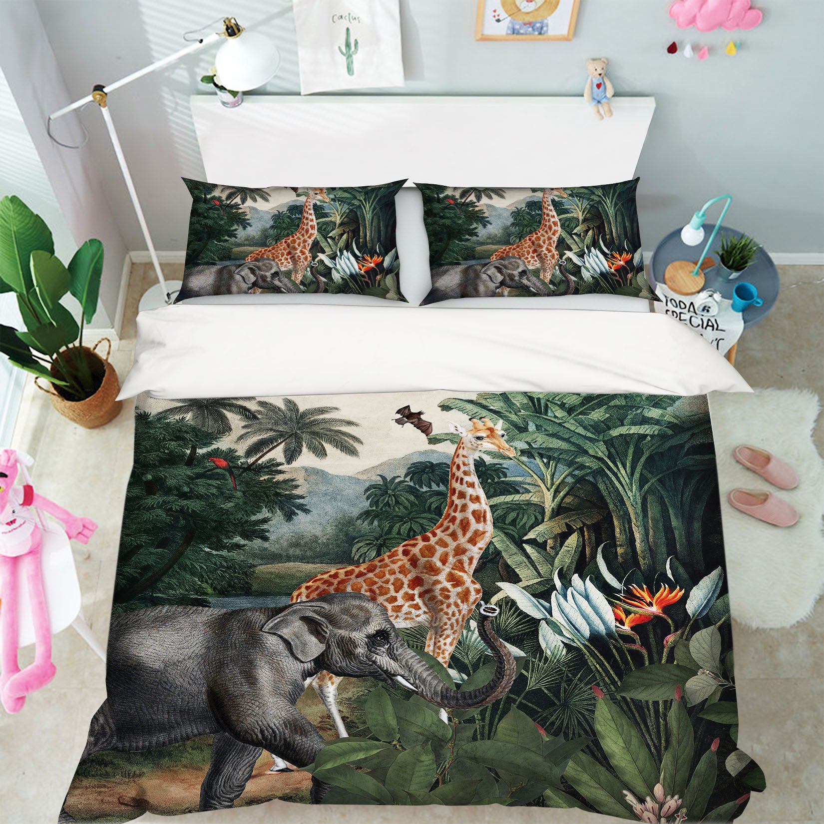 3D Giraffe Elephant 18148 Uta Naumann Bedding Bed Pillowcases Quilt