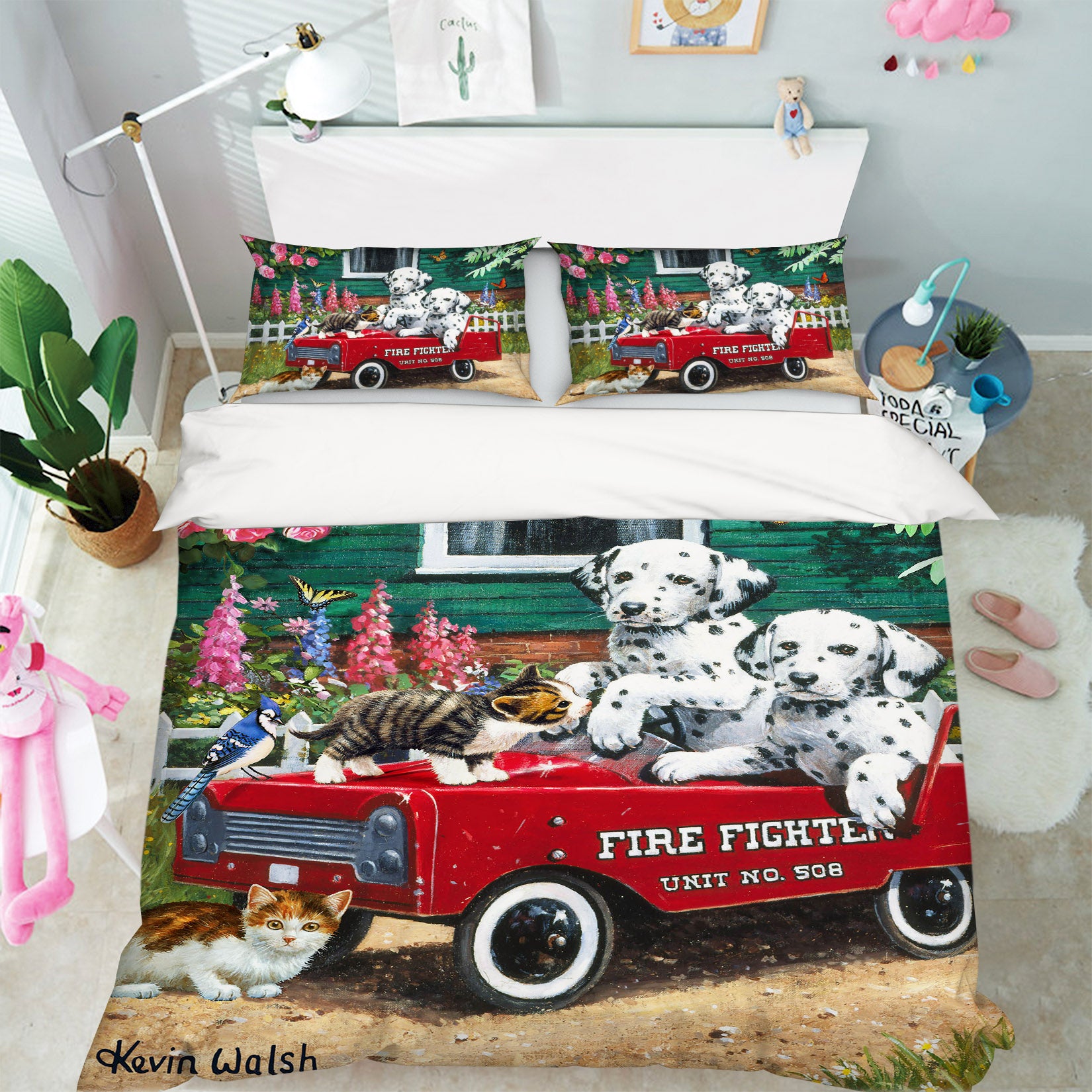 3D Dalmatians Red Car 12508 Kevin Walsh Bedding Bed Pillowcases Quilt