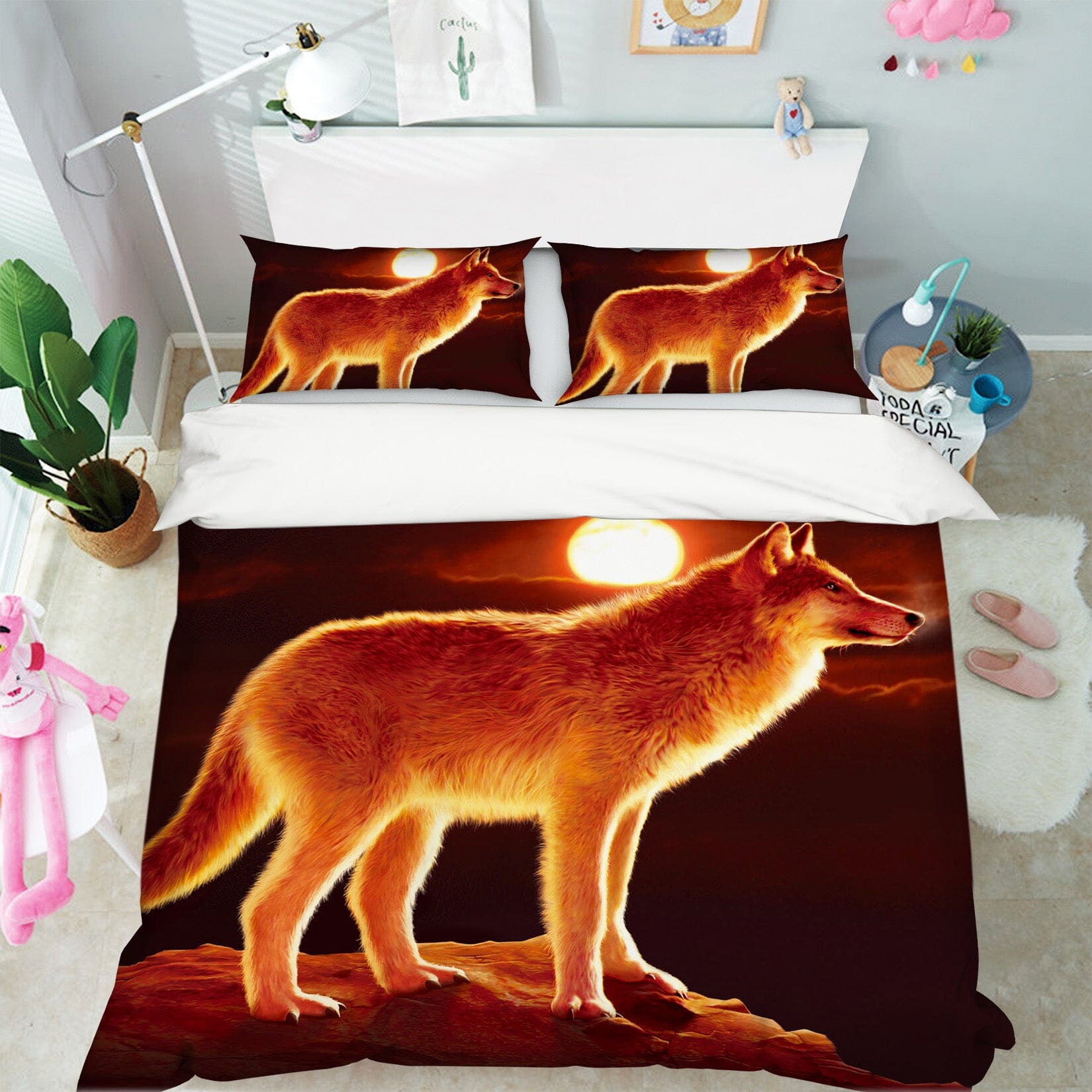 3D Sunset Wolf 084 Bed Pillowcases Quilt Exclusive Designer Vincent Quiet Covers AJ Creativity Home 