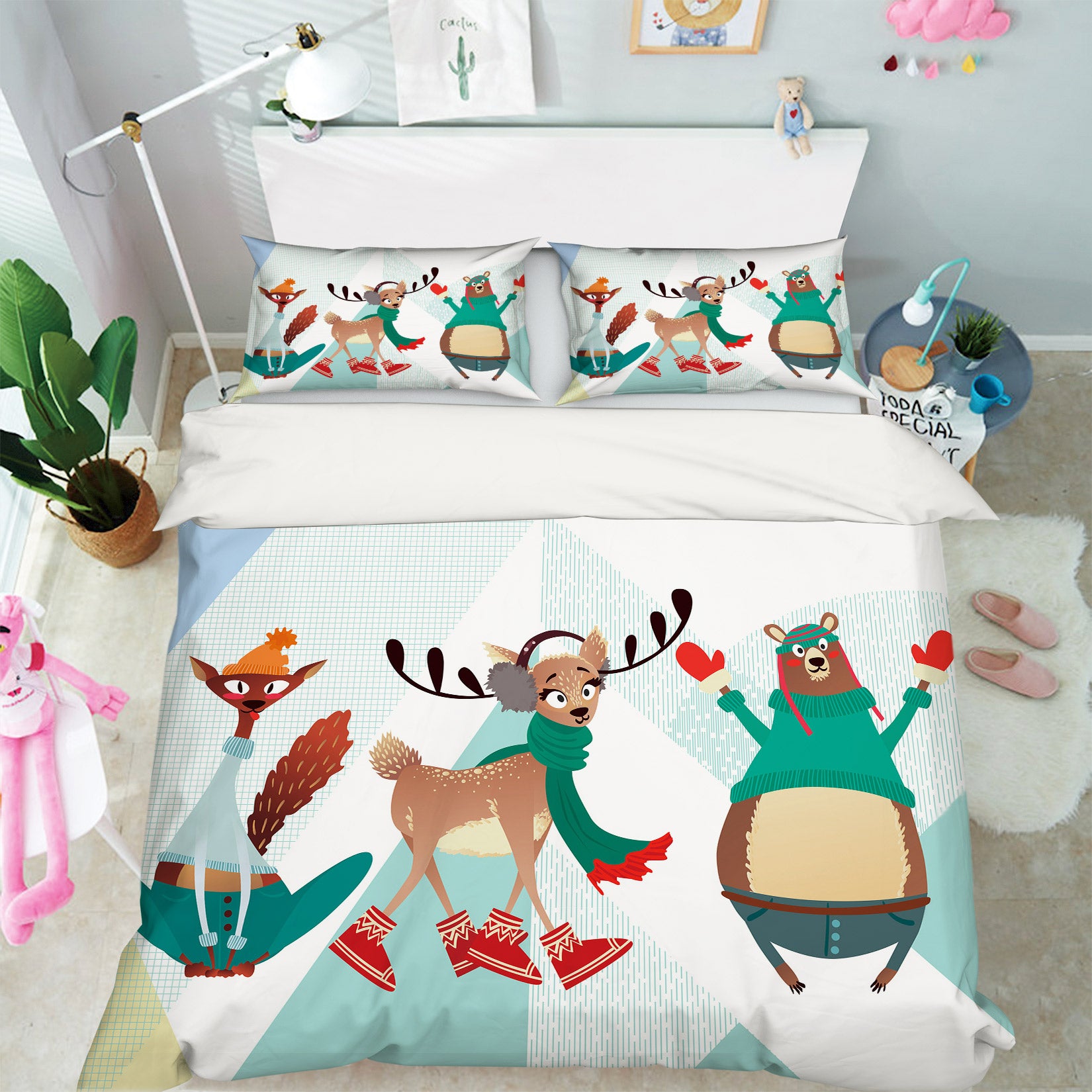 3D Deer Bear 13137 Bed Pillowcases Quilt