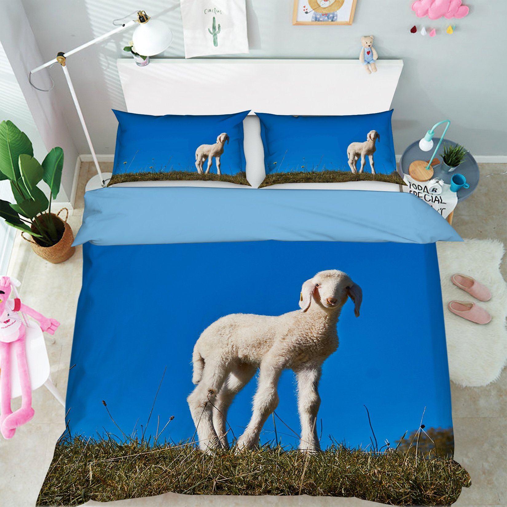 3D Lamb 1970 Bed Pillowcases Quilt Quiet Covers AJ Creativity Home 