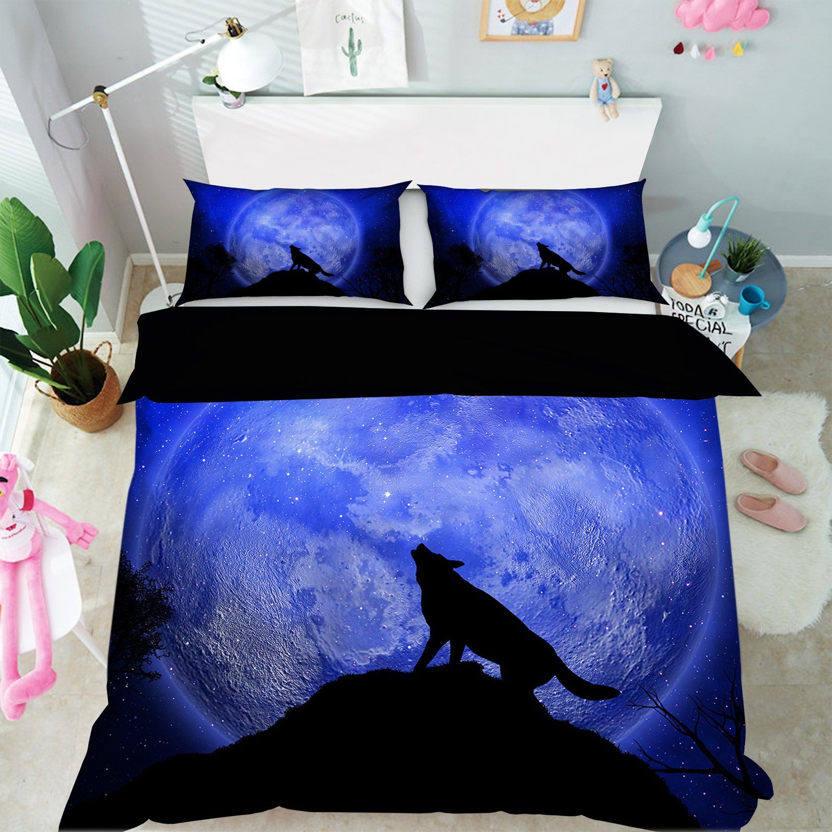 3D Moon Wolf 1906 Bed Pillowcases Quilt Quiet Covers AJ Creativity Home 