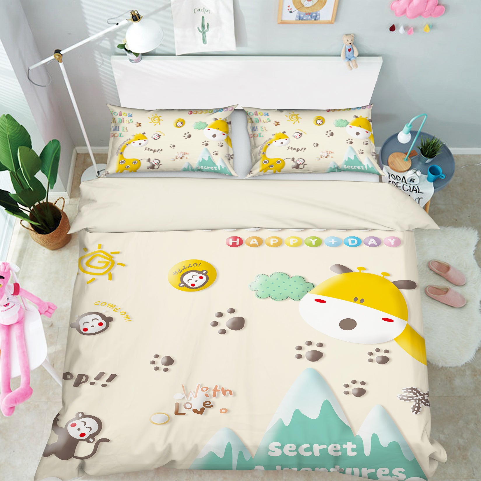 3D Giraffe Footprint 13126 Bed Pillowcases Quilt