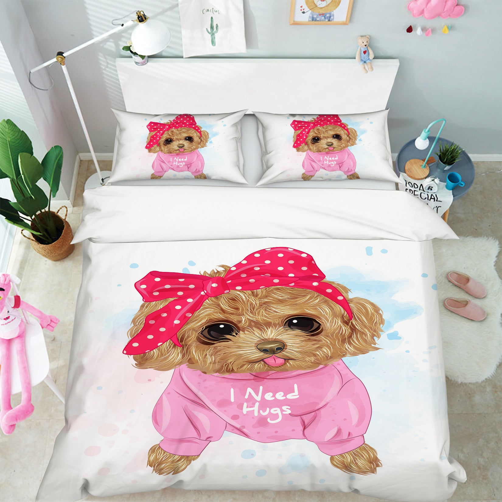 3D Teddy Dog 59042 Bed Pillowcases Quilt