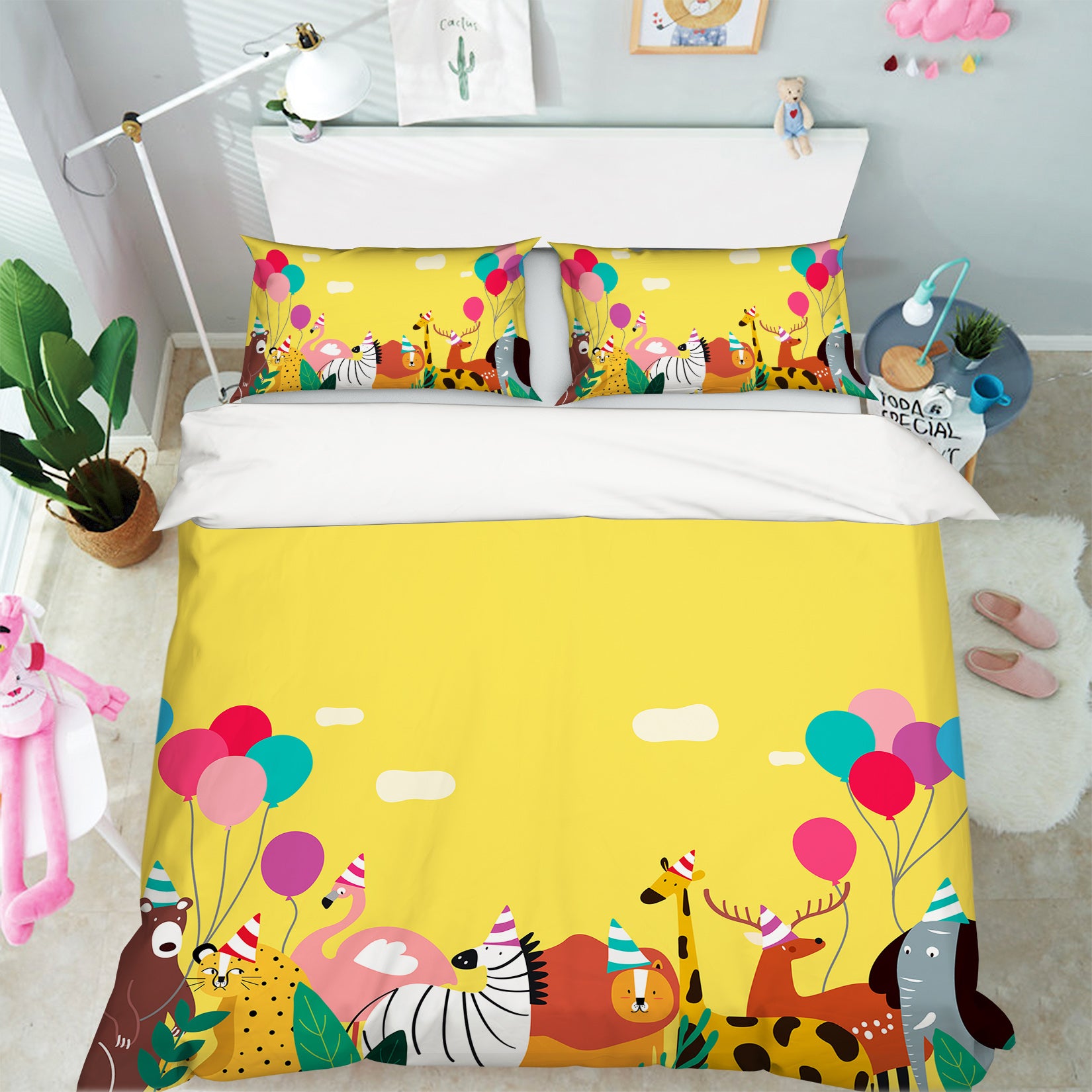 3D Animals Balloon 19170 Bed Pillowcases Quilt