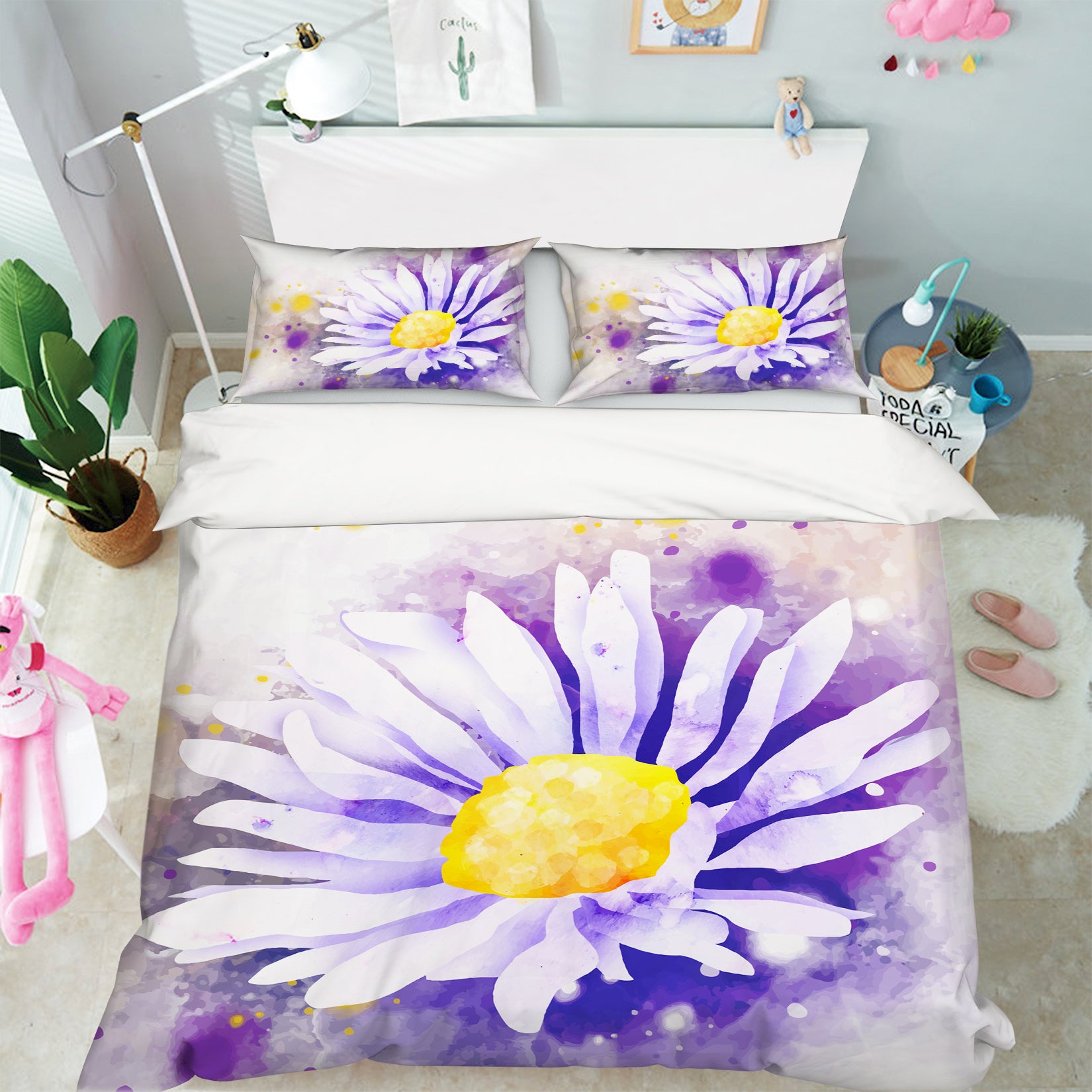 3D Purple Flower 60172 Bed Pillowcases Quilt