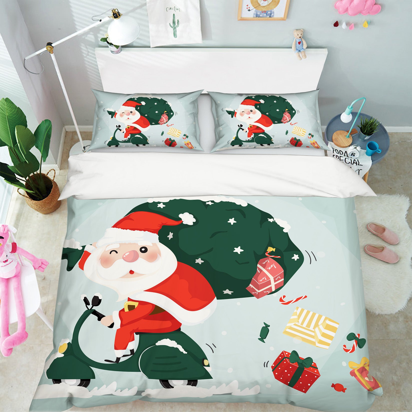 3D Santa Gift 59034 Bed Pillowcases Quilt
