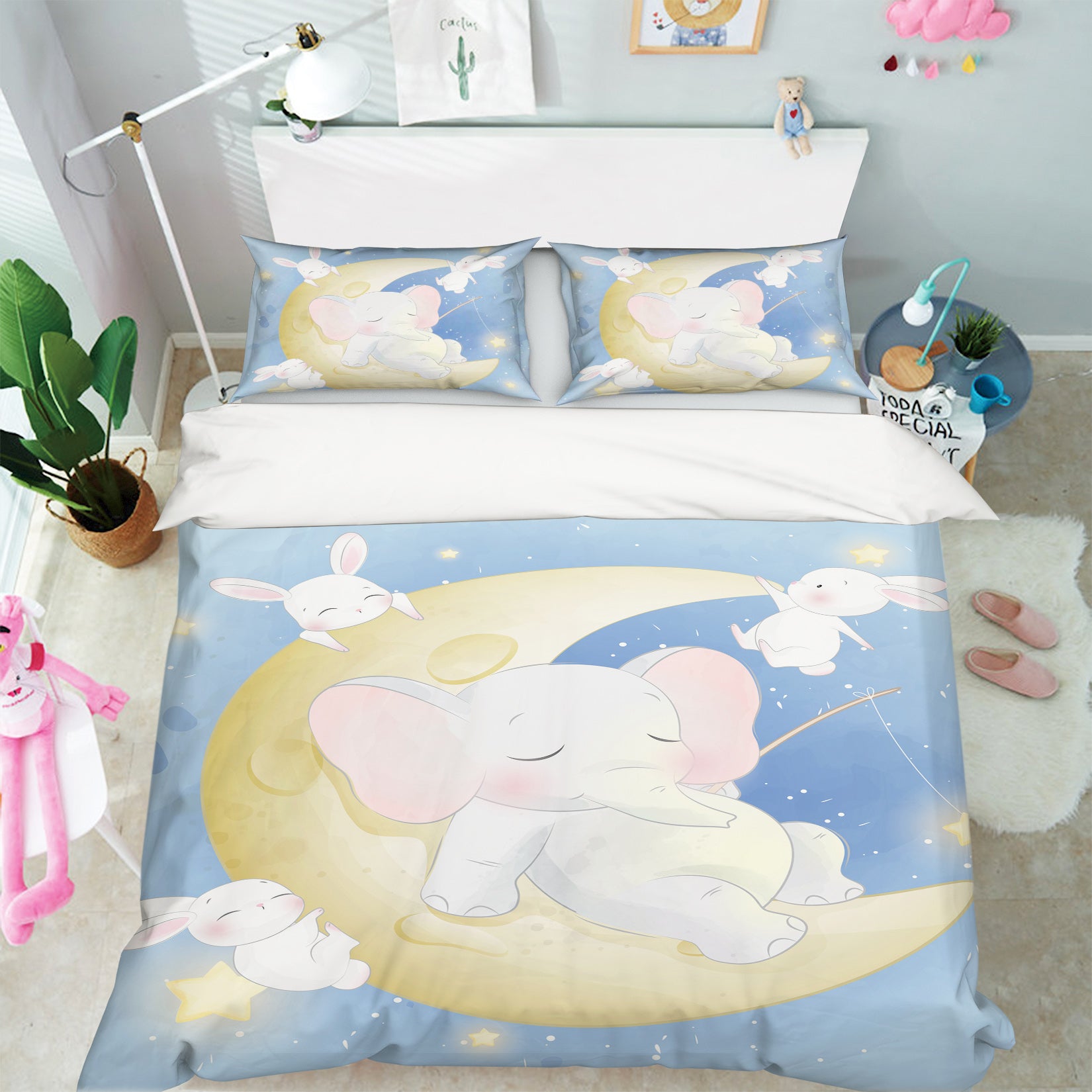 3D Moon Elephant 59074 Bed Pillowcases Quilt